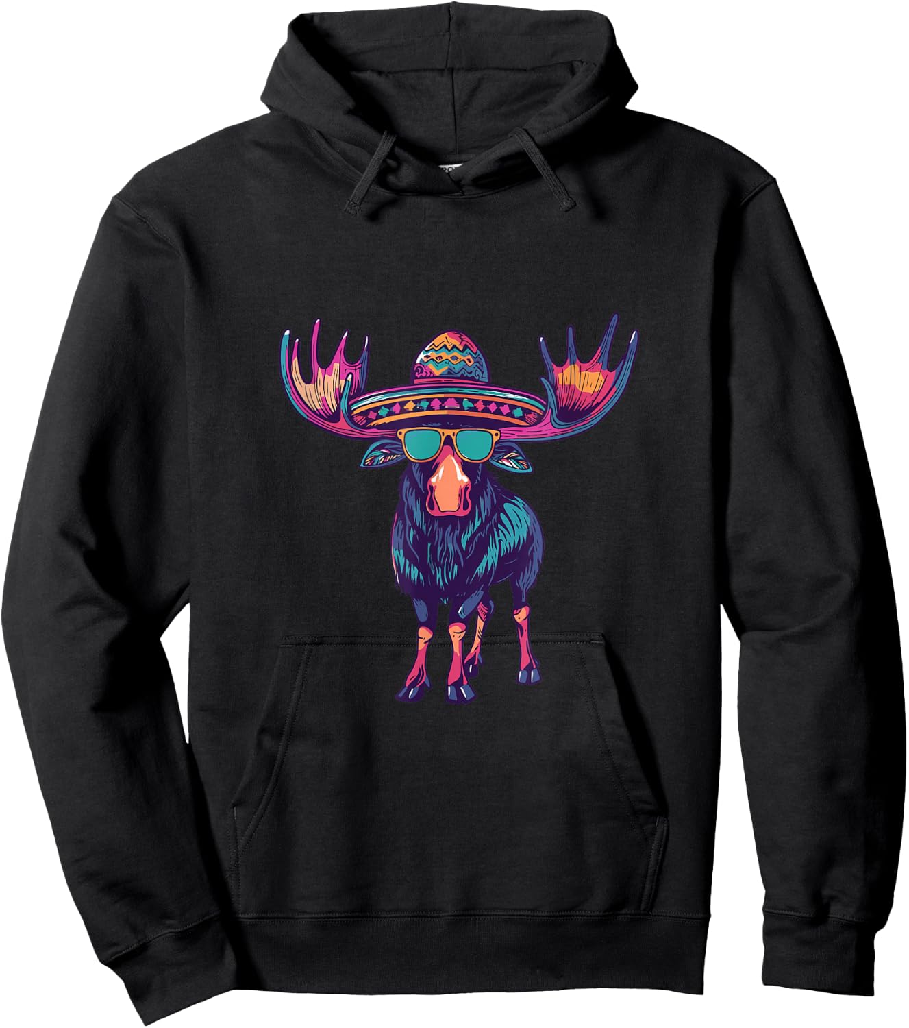 Party Moose with Sombrero | Mexico Hoodie - Hoodie | Black