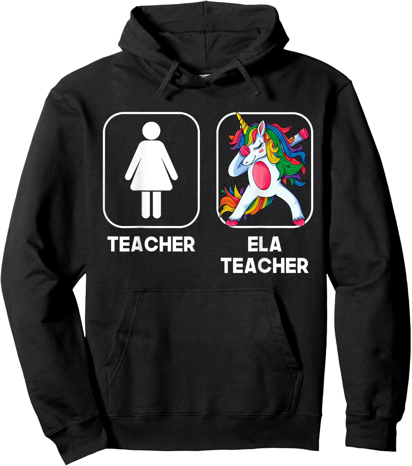 ELA Teacher Funny Gift Dabbing Unicorn Teacher Women Hoodie - Hoodie | Black