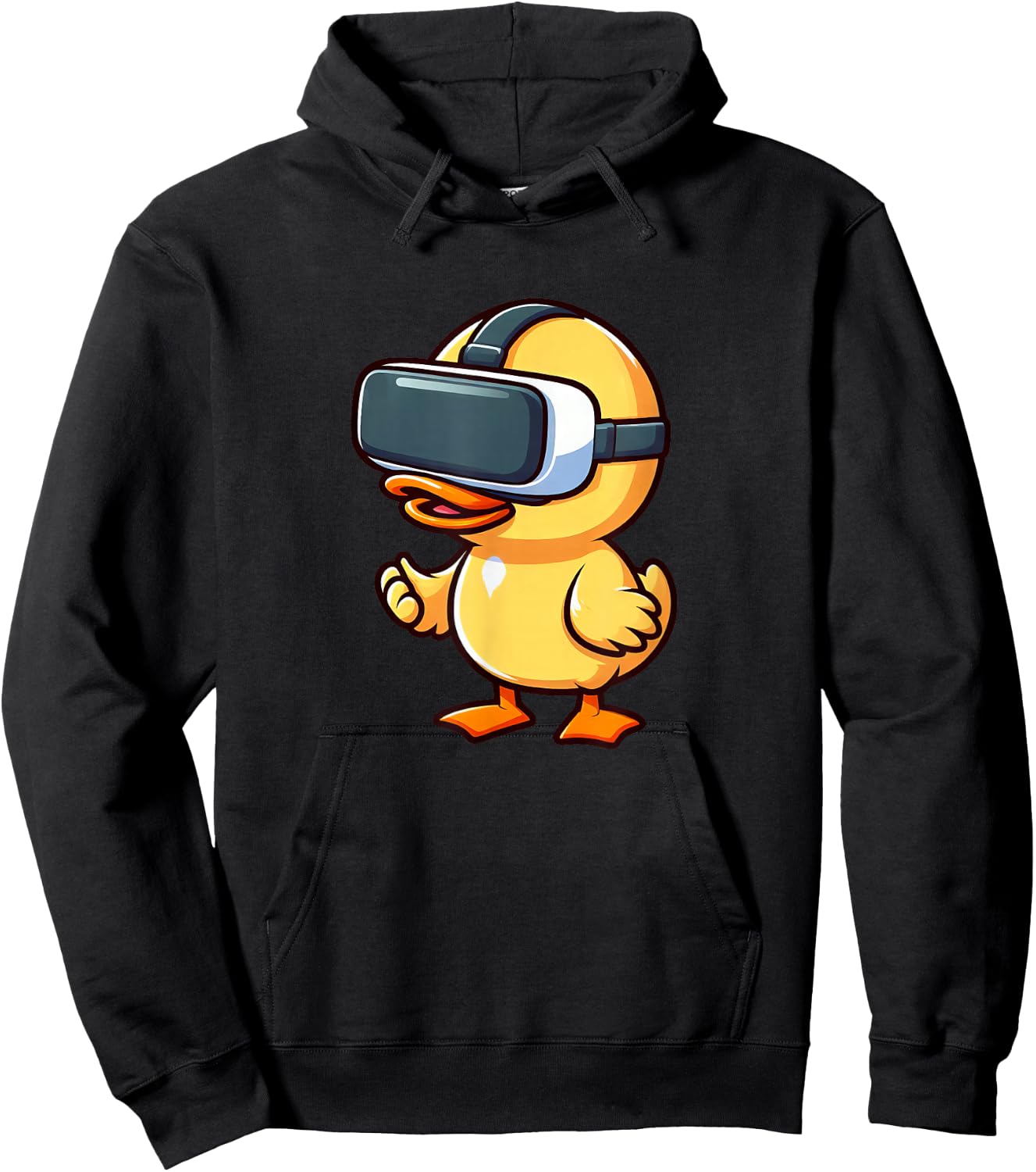 Cartoon Duck Virtual Reality Gamer Designs Hoodie - Hoodie | Black