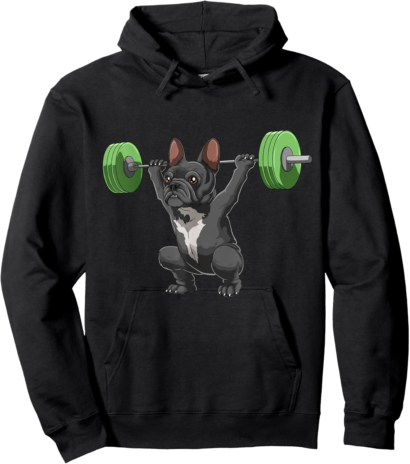 Funny French Bulldog Weightlifting and Bodybuilding Women Girls Kids Hoodie - Hoodie | Black