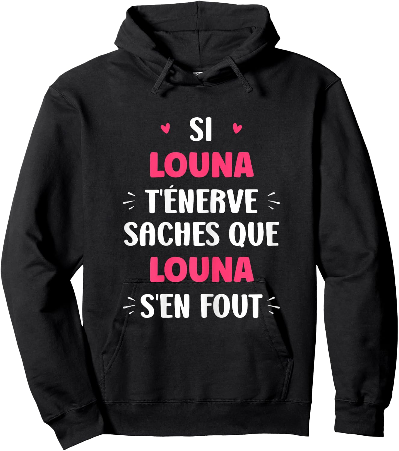 Name Si Louna t'éénerve Humour Name Louna , Black, Female X-Small Hoodie - Hoodie | Black