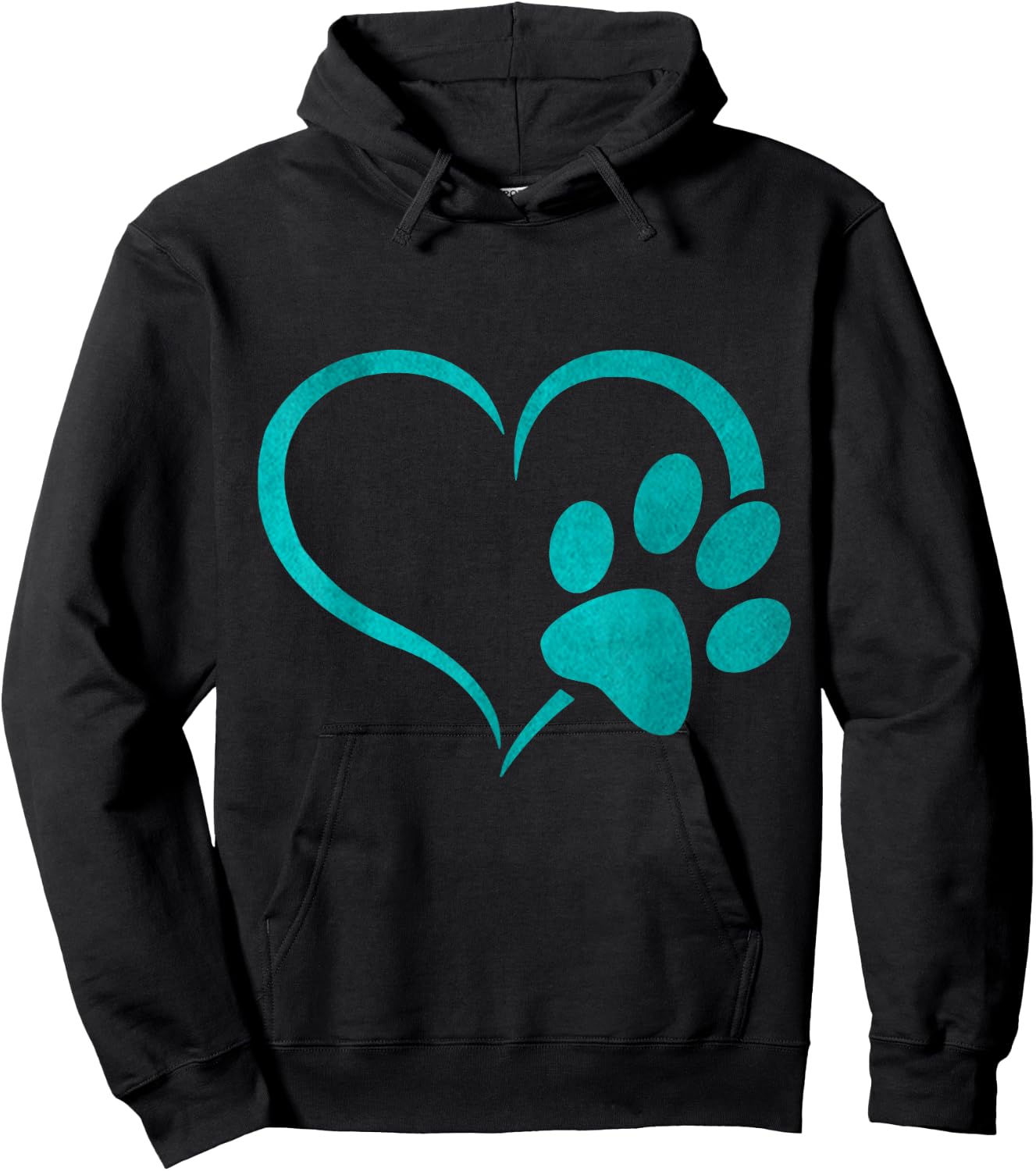 vintage Teal Dog Paw Print heart For Dogs Lover Hoodie - Hoodie | Black