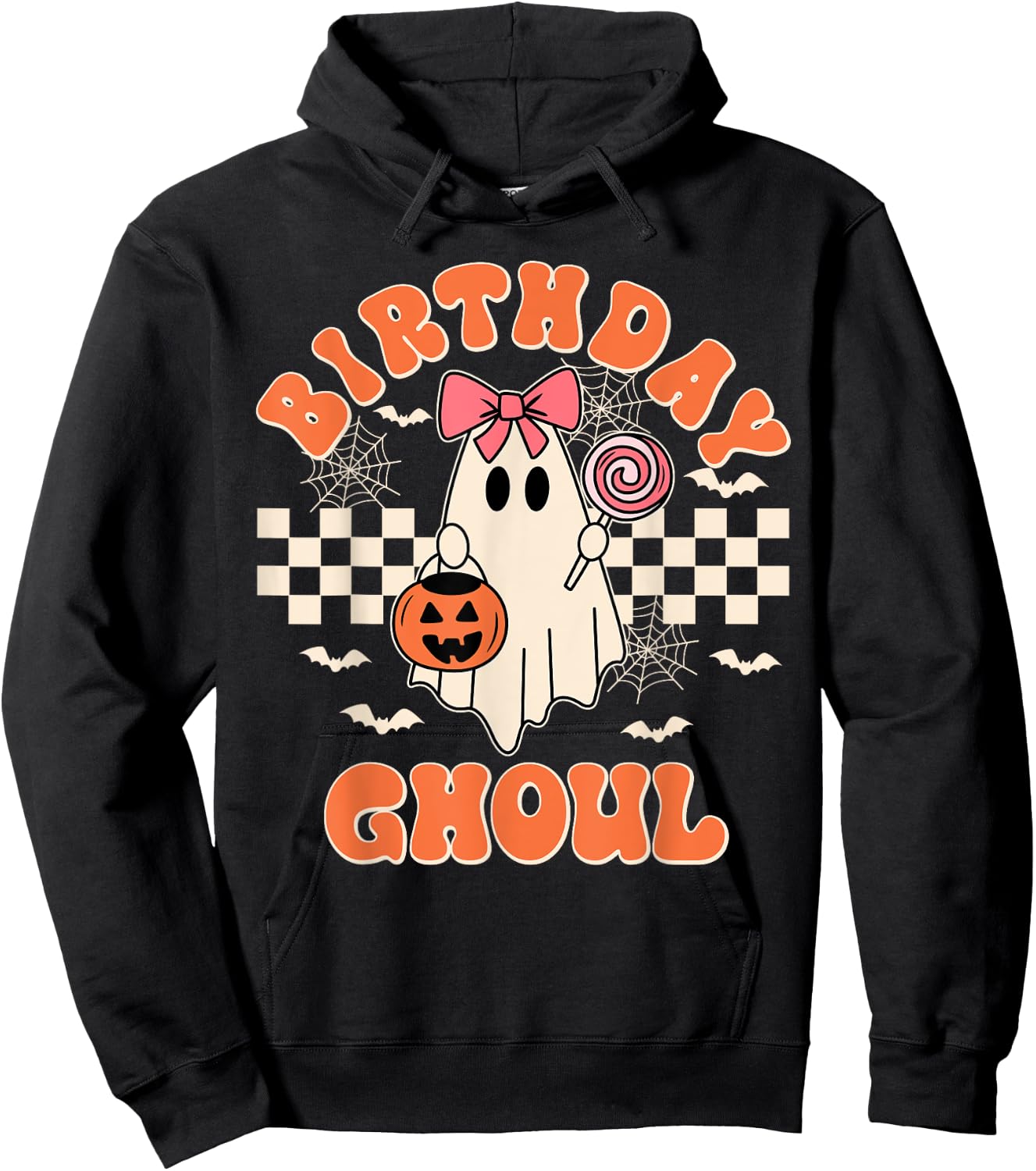 Birthday Ghoul Spooky Season Groovy Halloween Kids Girls Hoodie - Hoodie | Black