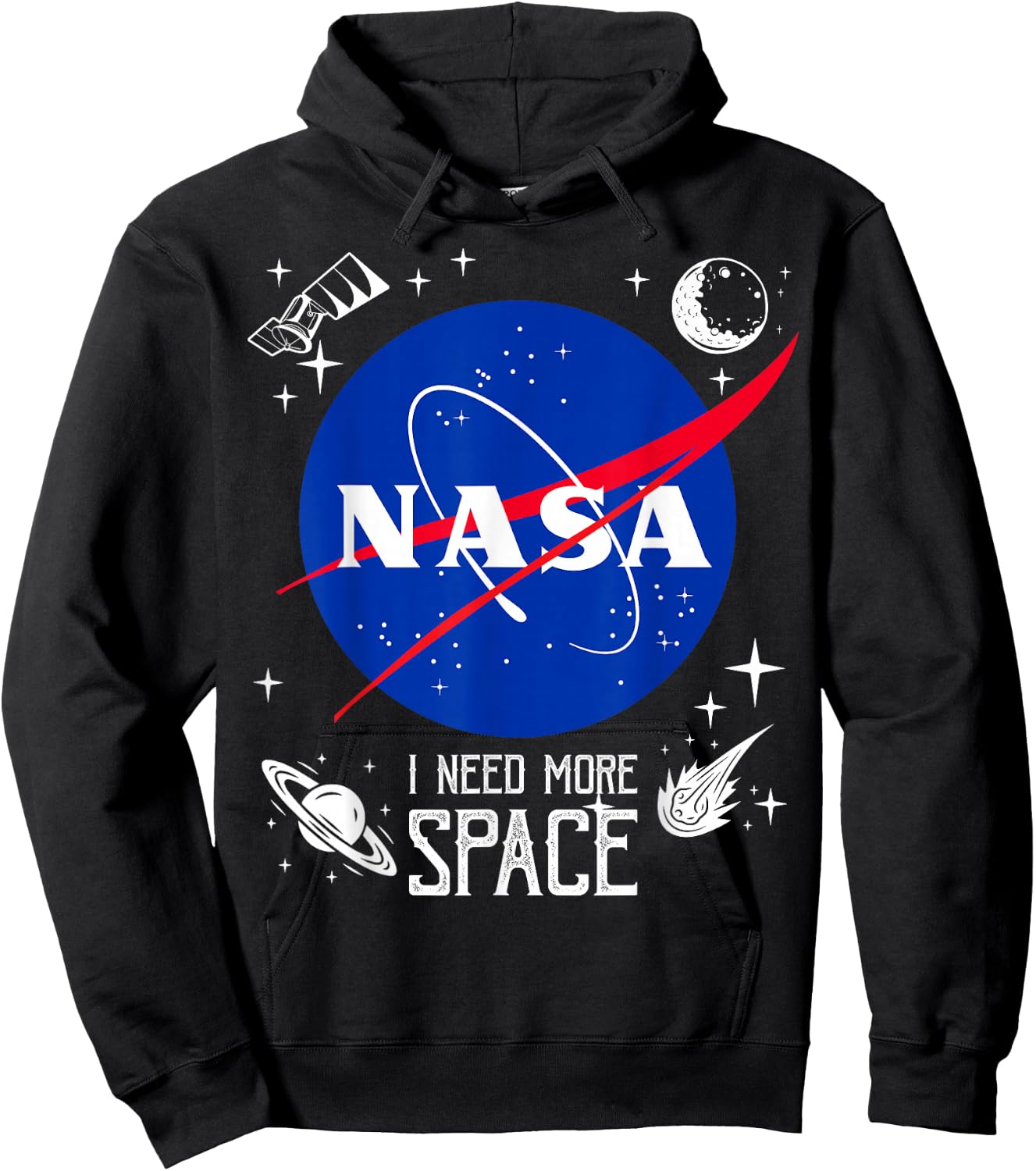 NASA Meatball Logo Classic I Need More Space , black, s Hoodie - Hoodie | Black