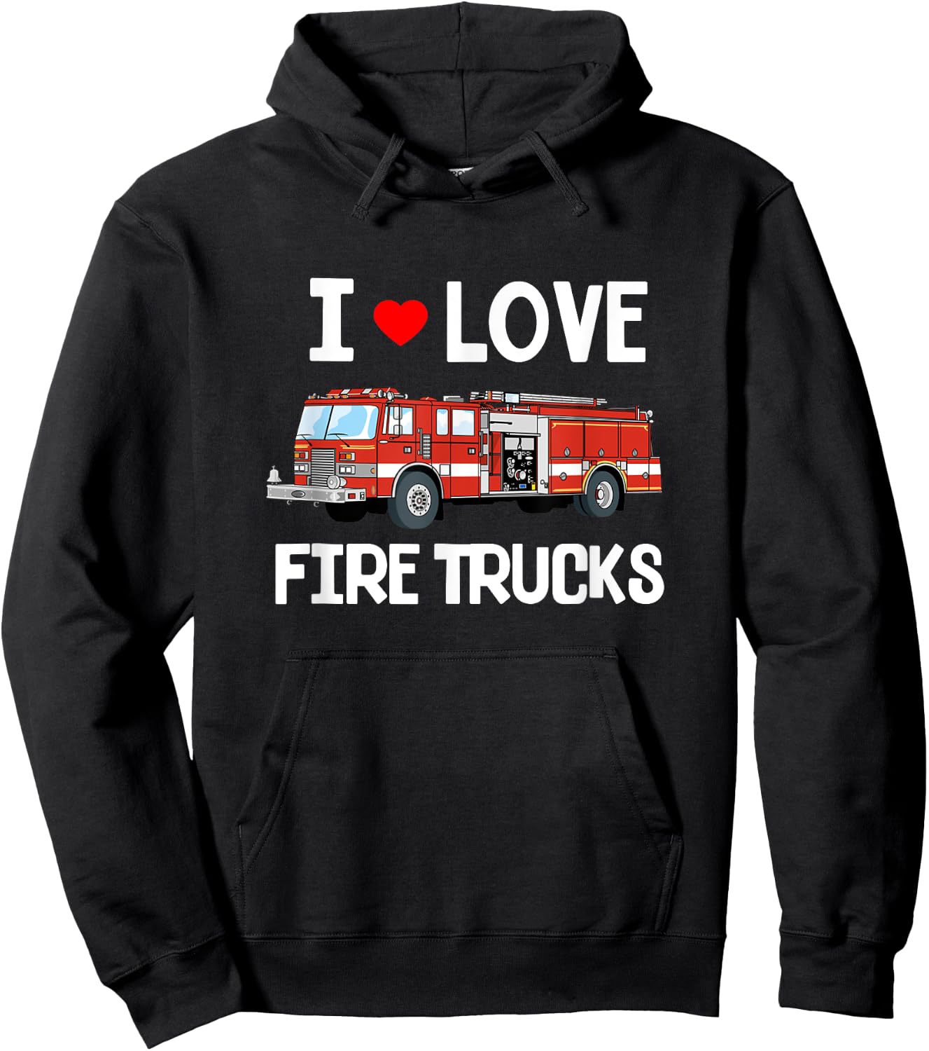 I Love Fire Trucks Shirt - Toddler Kids Hoodie - Hoodie | Black