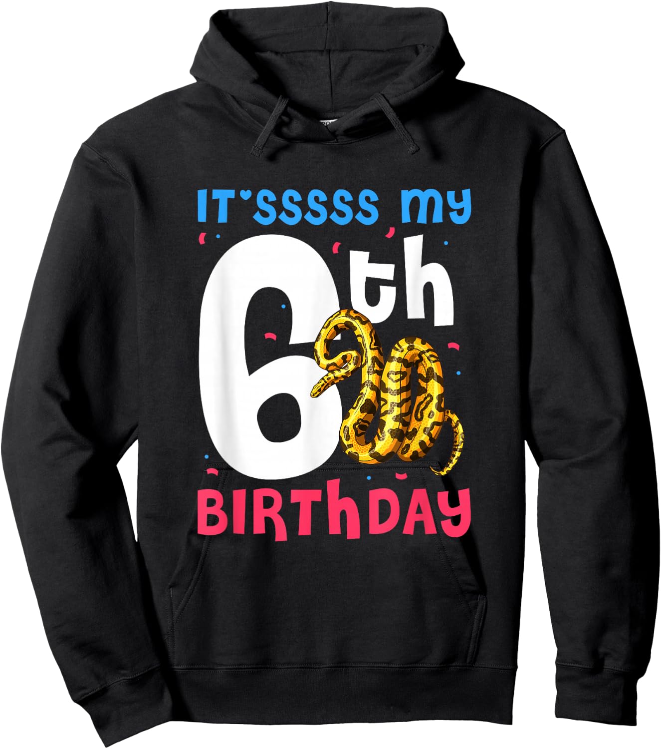 6th Birthday Ball Python 6 Years Old Snake Lover Kids Hoodie - Hoodie | Black