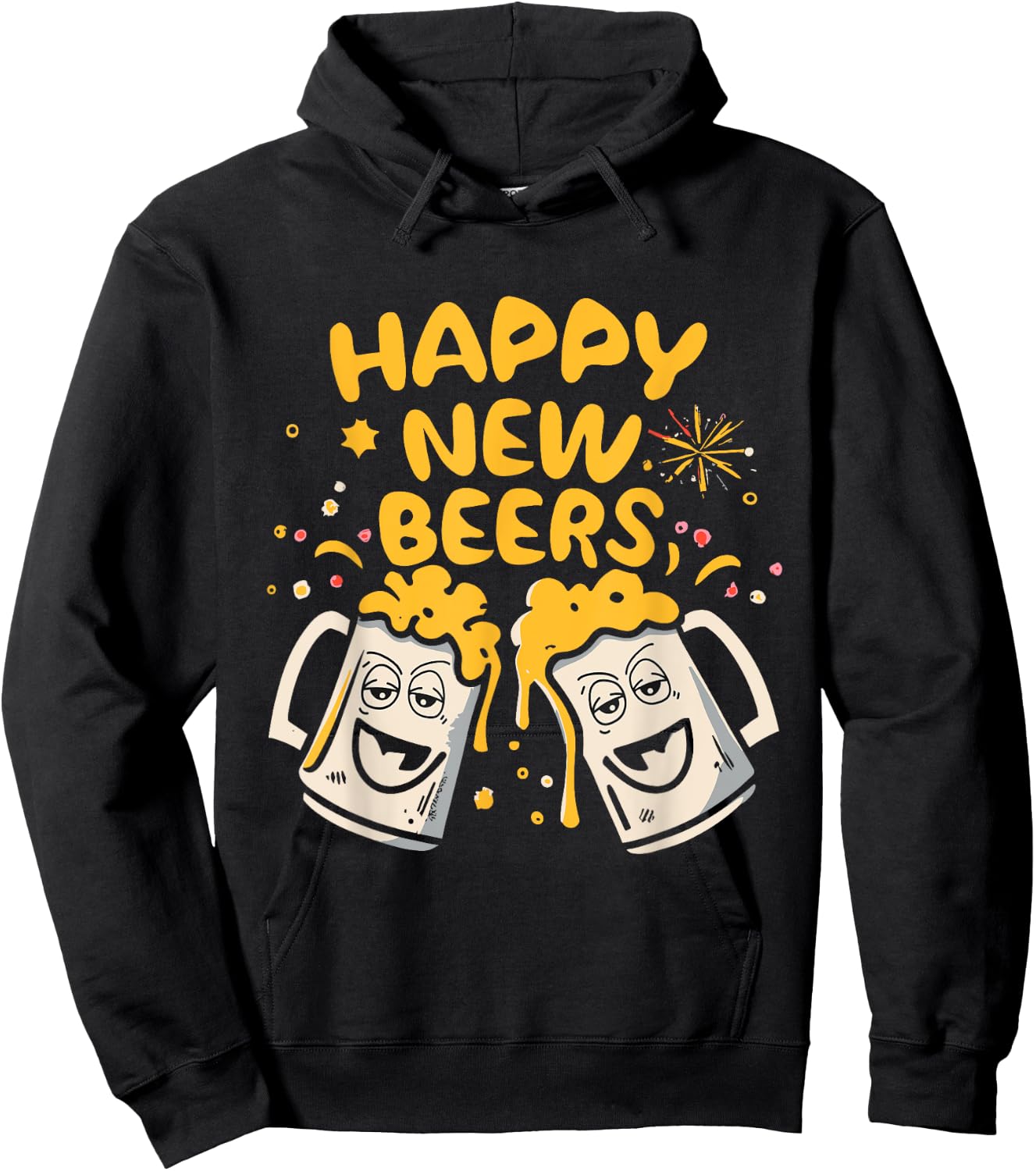 NYE Happy New Beers Partygoers December Night Holiday Season Hoodie - Hoodie | Black