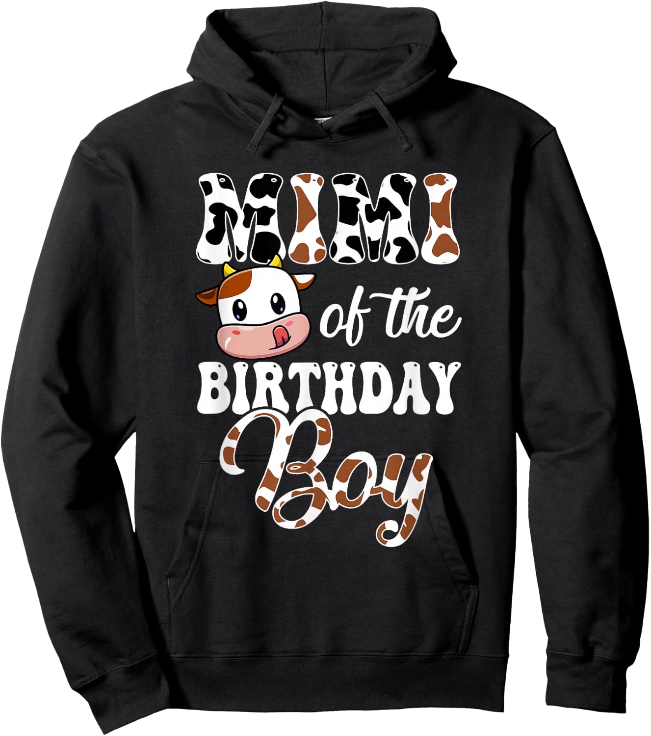Mimi Of The Birthday Boy Cow Farm 1St Birthday Boy Hoodie - Hoodie | Black