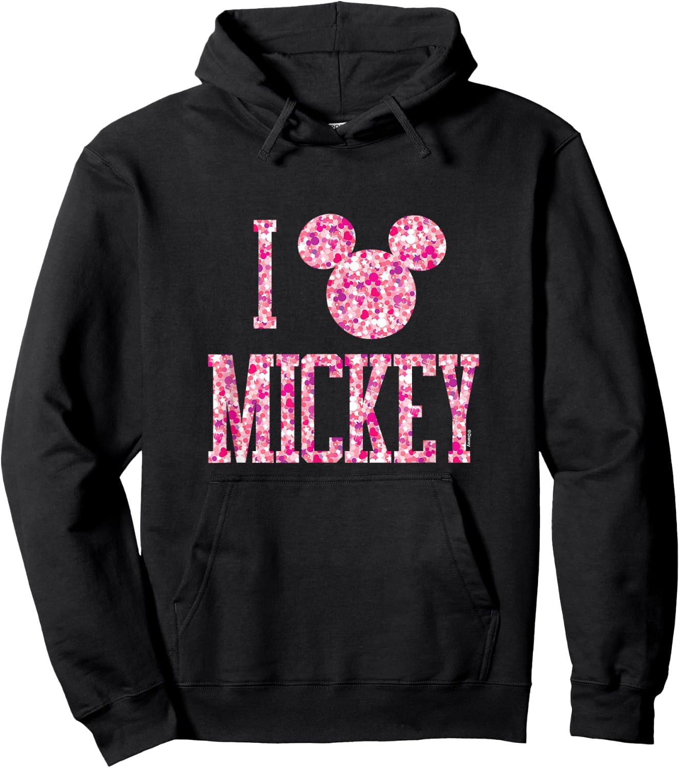 Mickey Mouse - I Love Mickey Sparkle Pattern Hoodie - Hoodie | Black