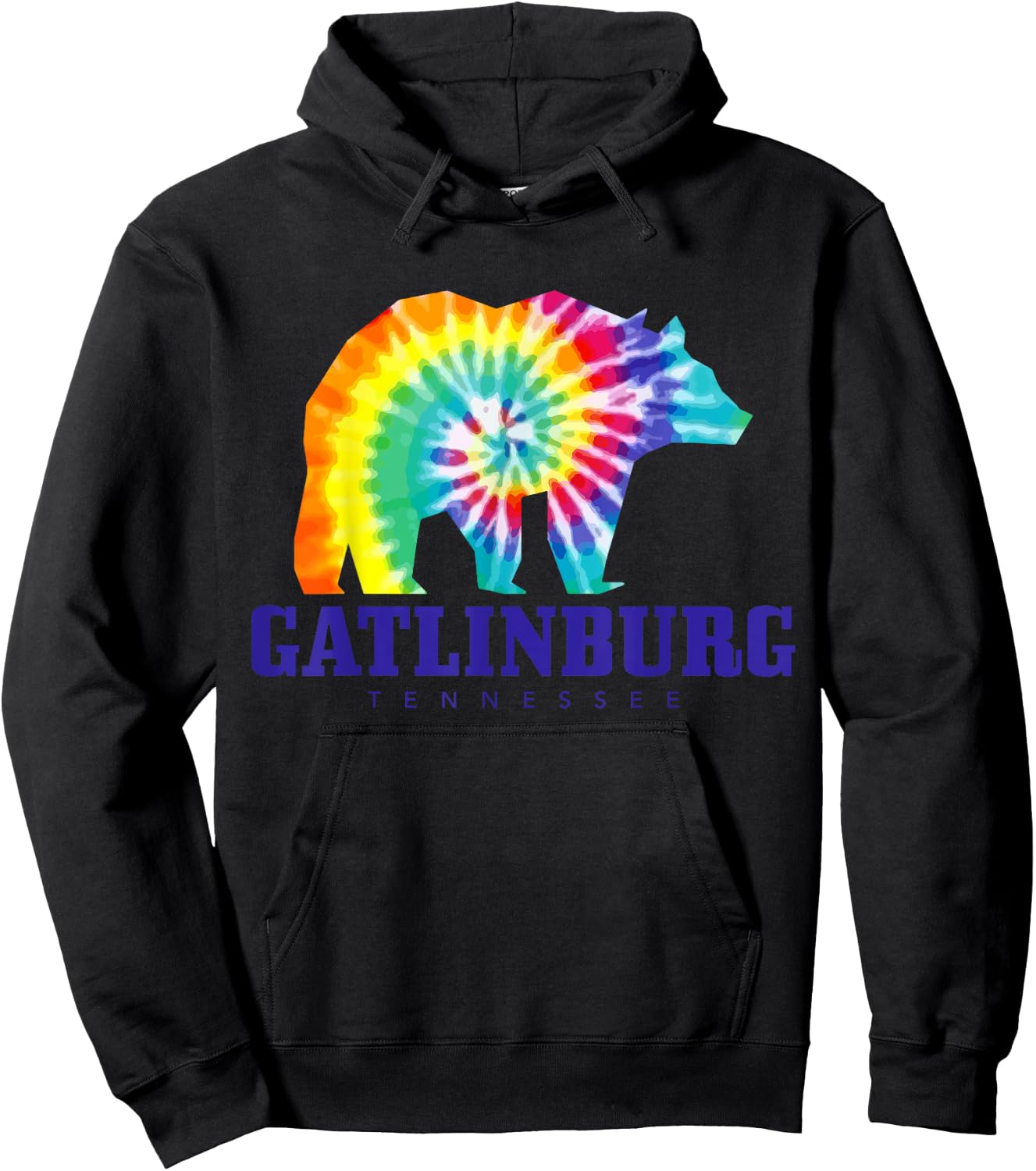 Gatlinburg Tennessee Bear Tie Dye Vintage Retro Hoodie - Hoodie | Black