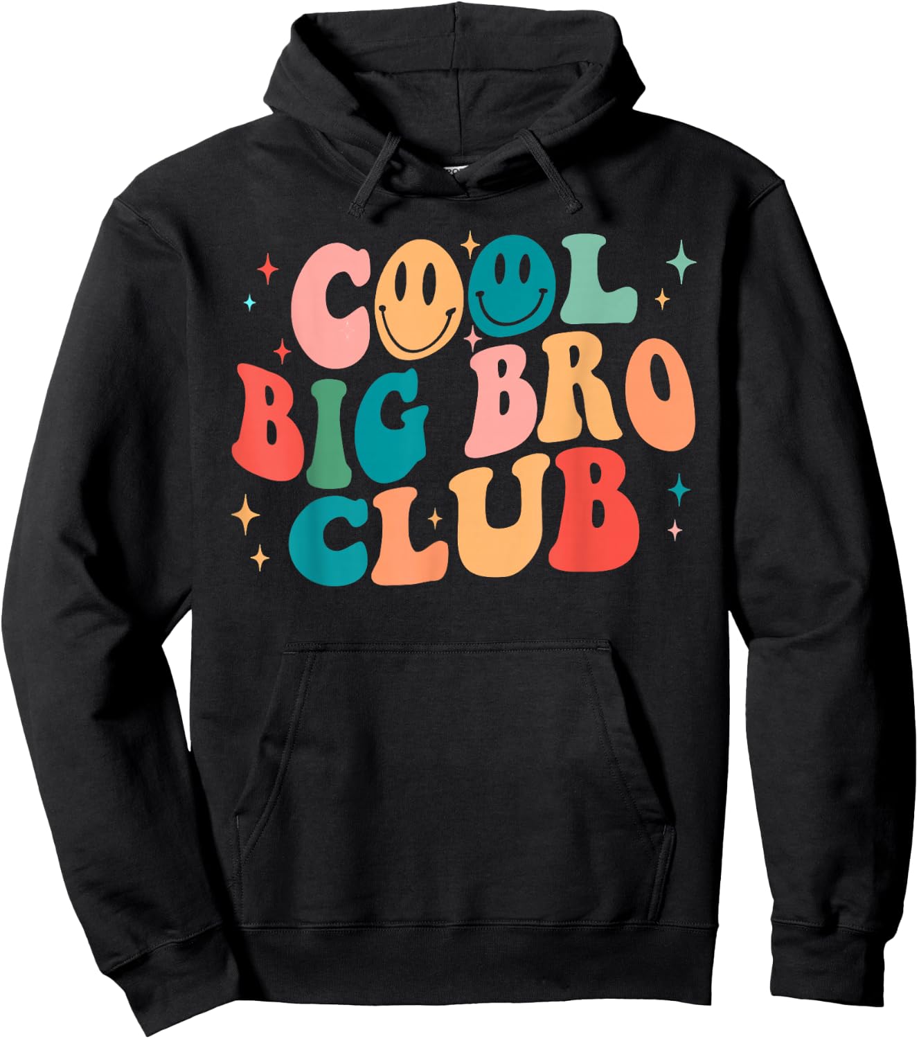 Cooles Big Bro Club Groovy Happy Smile Face 2023 Geschenk Hoodie - Hoodie | Black