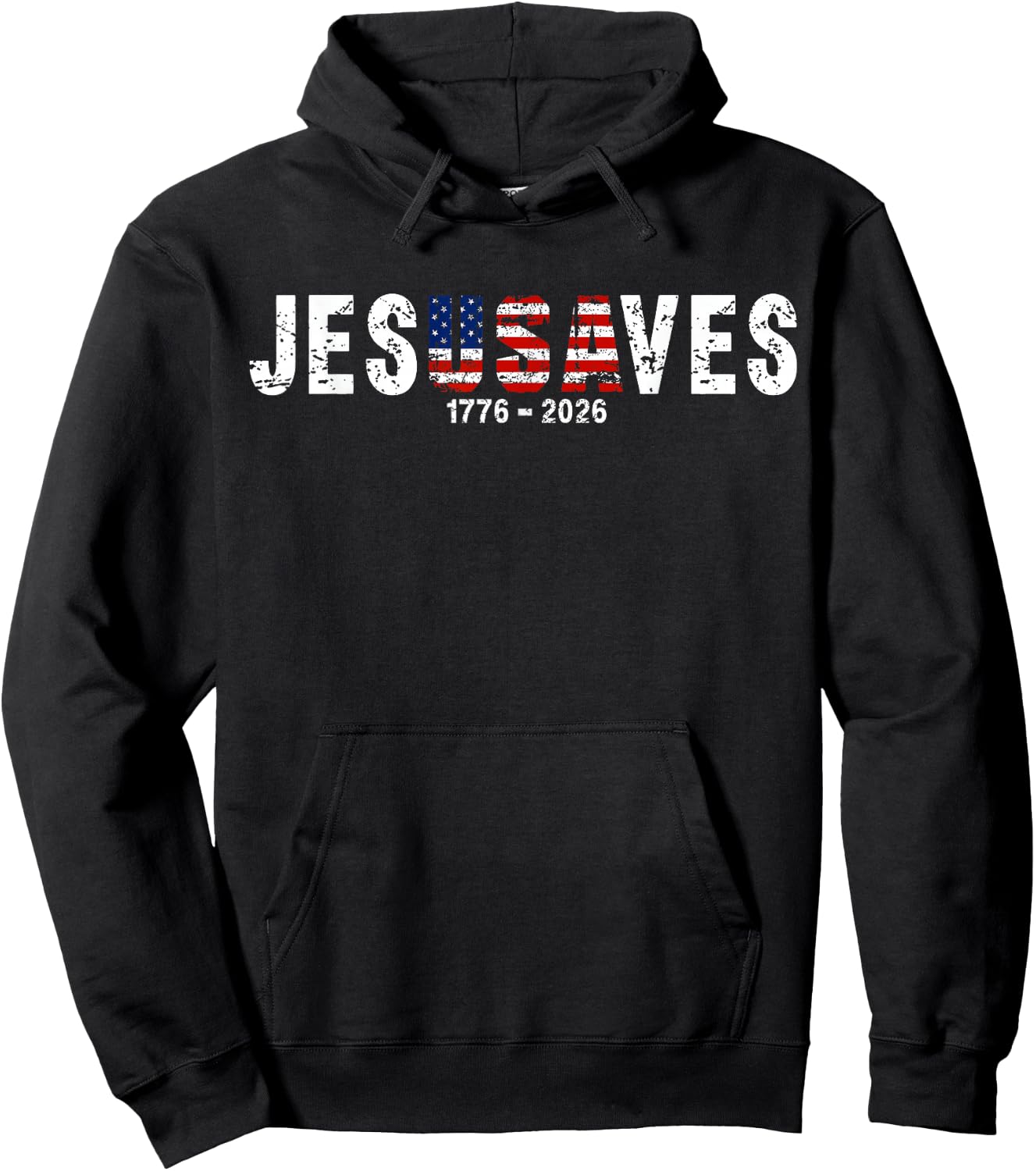 Jesus Saves JesUSAves USA American Flag Patriotic Christian Hoodie - Hoodie | Black