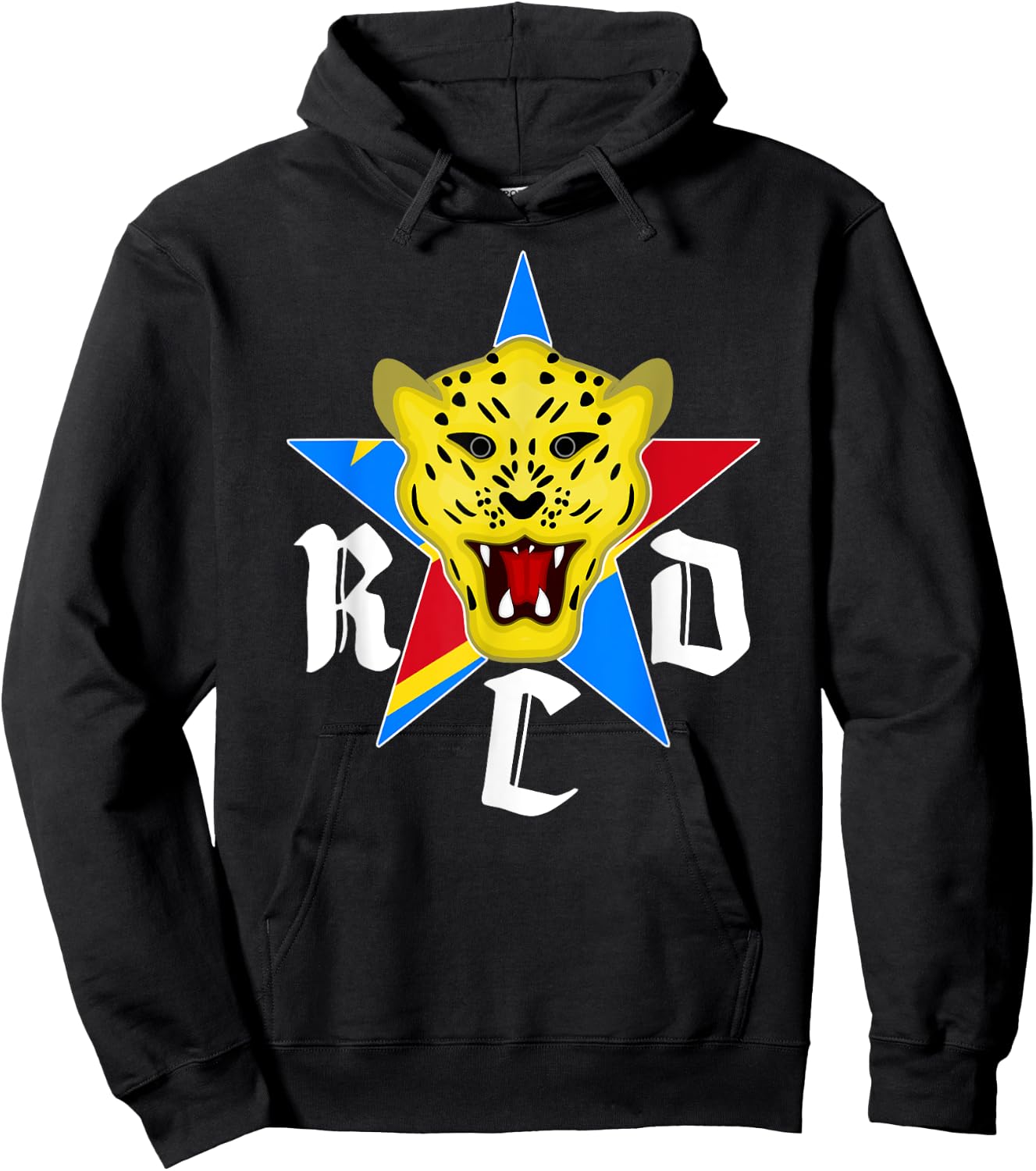 Love DRC RDC Congo With Congo Flag Leopard Head Emblem Hoodie - Hoodie | Black