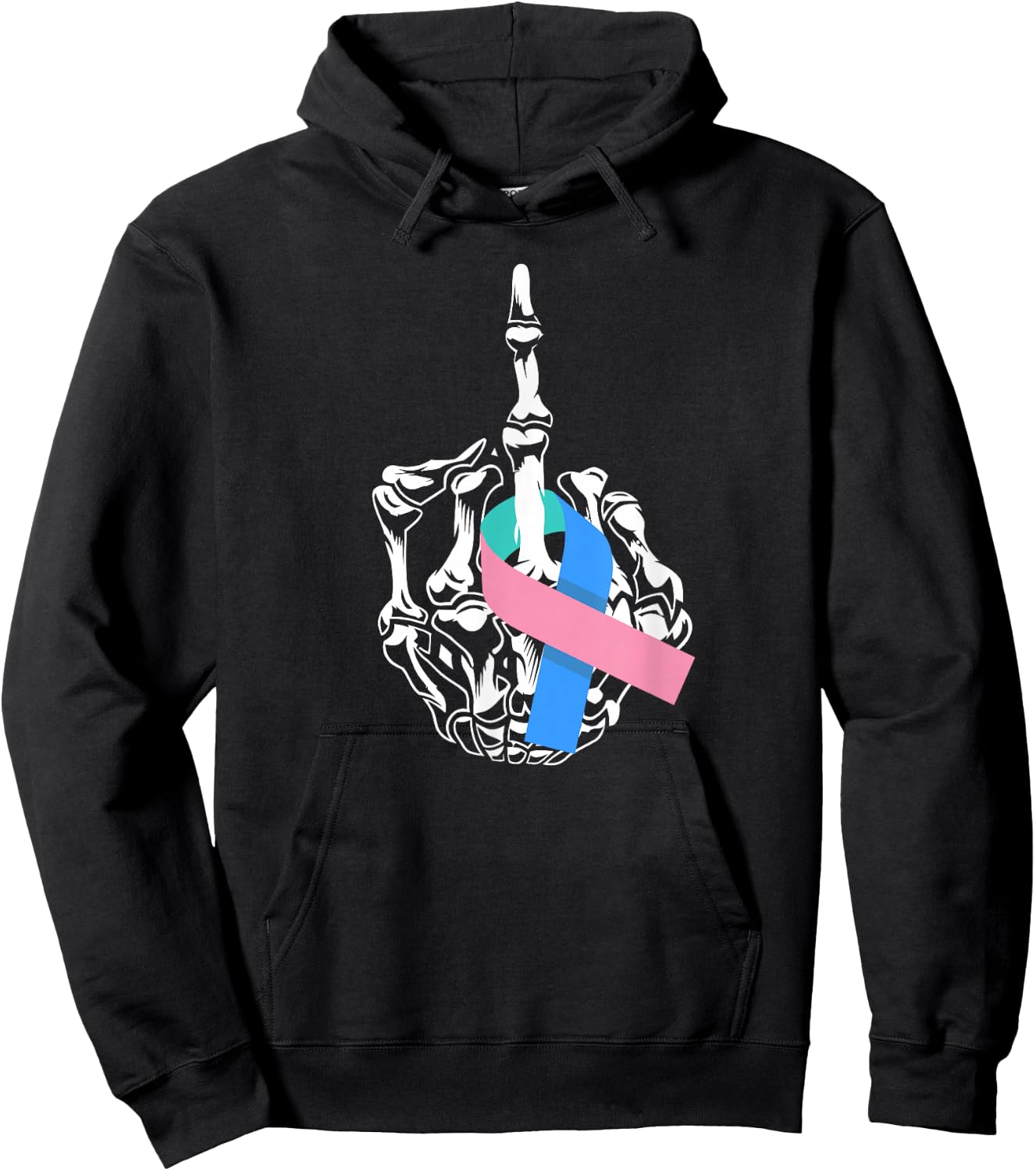Fuck Thyroid Cancer Middle Finger Thyroid Cancer Awareness Hoodie - Hoodie | Black