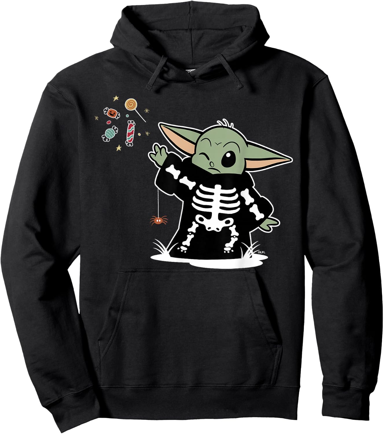 Star Wars Grogu Halloween Skeleton Costume Force Float Candy Hoodie - Hoodie | Black