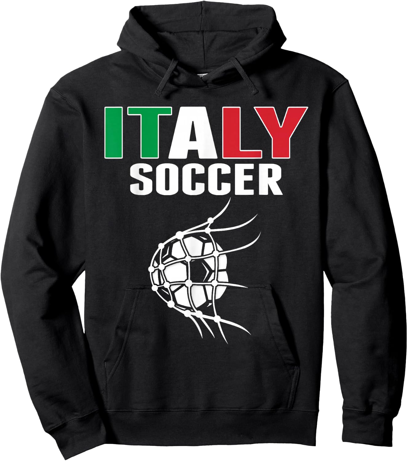 Italy Soccer Ball In Net Goal - Italian Football Supporters Hoodie - Hoodie | Black