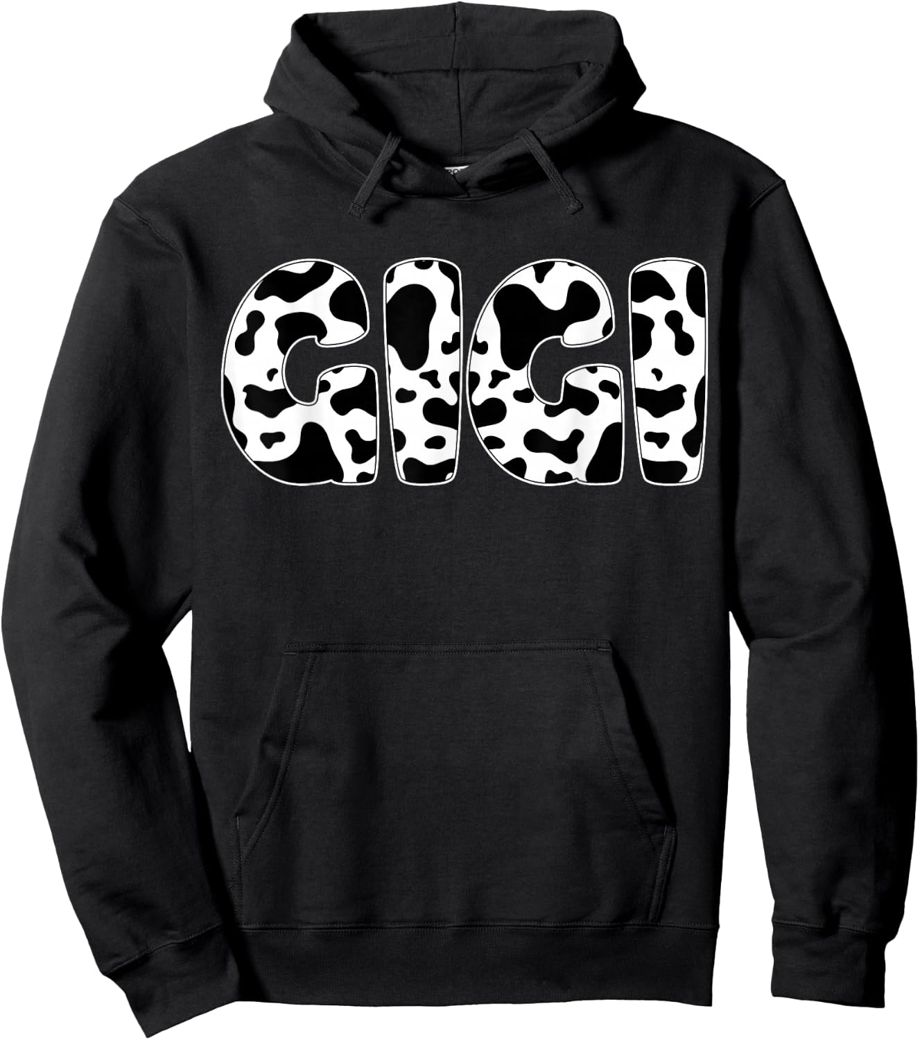 Gigi Cow Print Cow Pattern Hoodie - Hoodie | Black