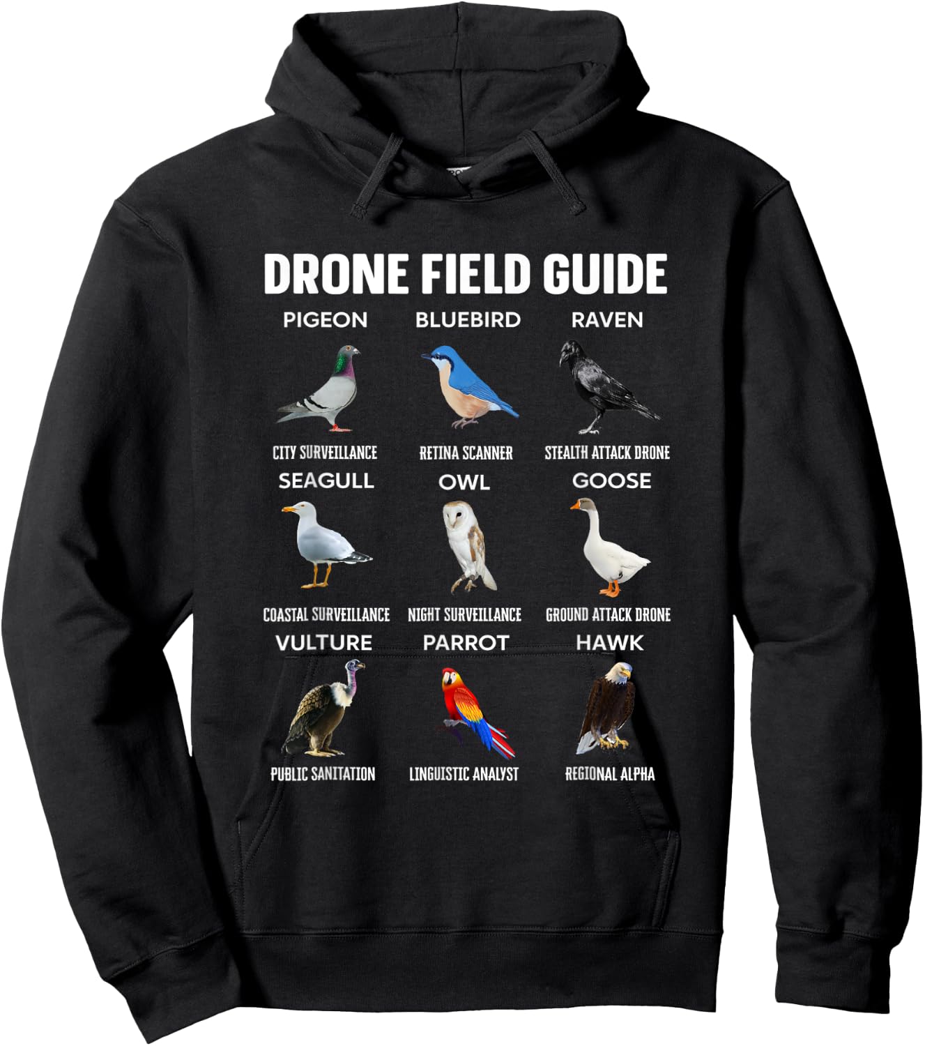 Birds Drone Field Guide They Aren’t Real Hoodie - Hoodie | Black