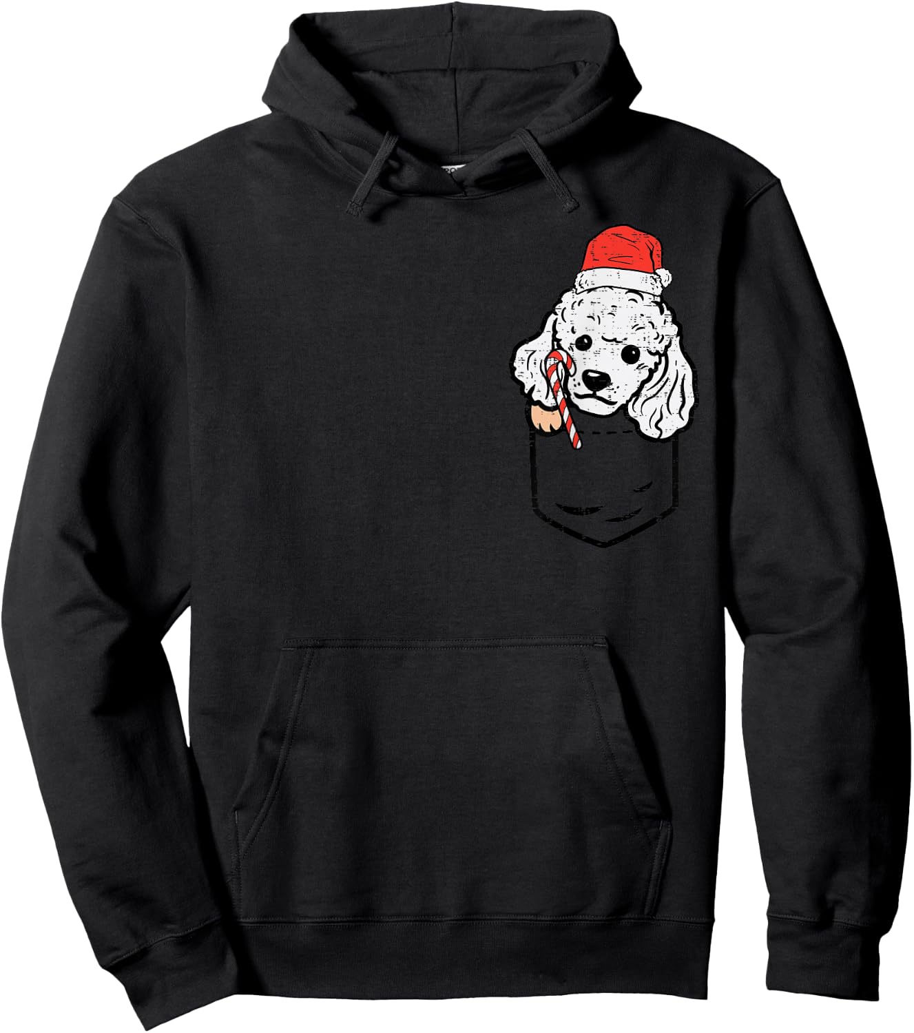 Pocket Poodle Santa Dog Christmas Xmas Men Women Hoodie - Hoodie | Black