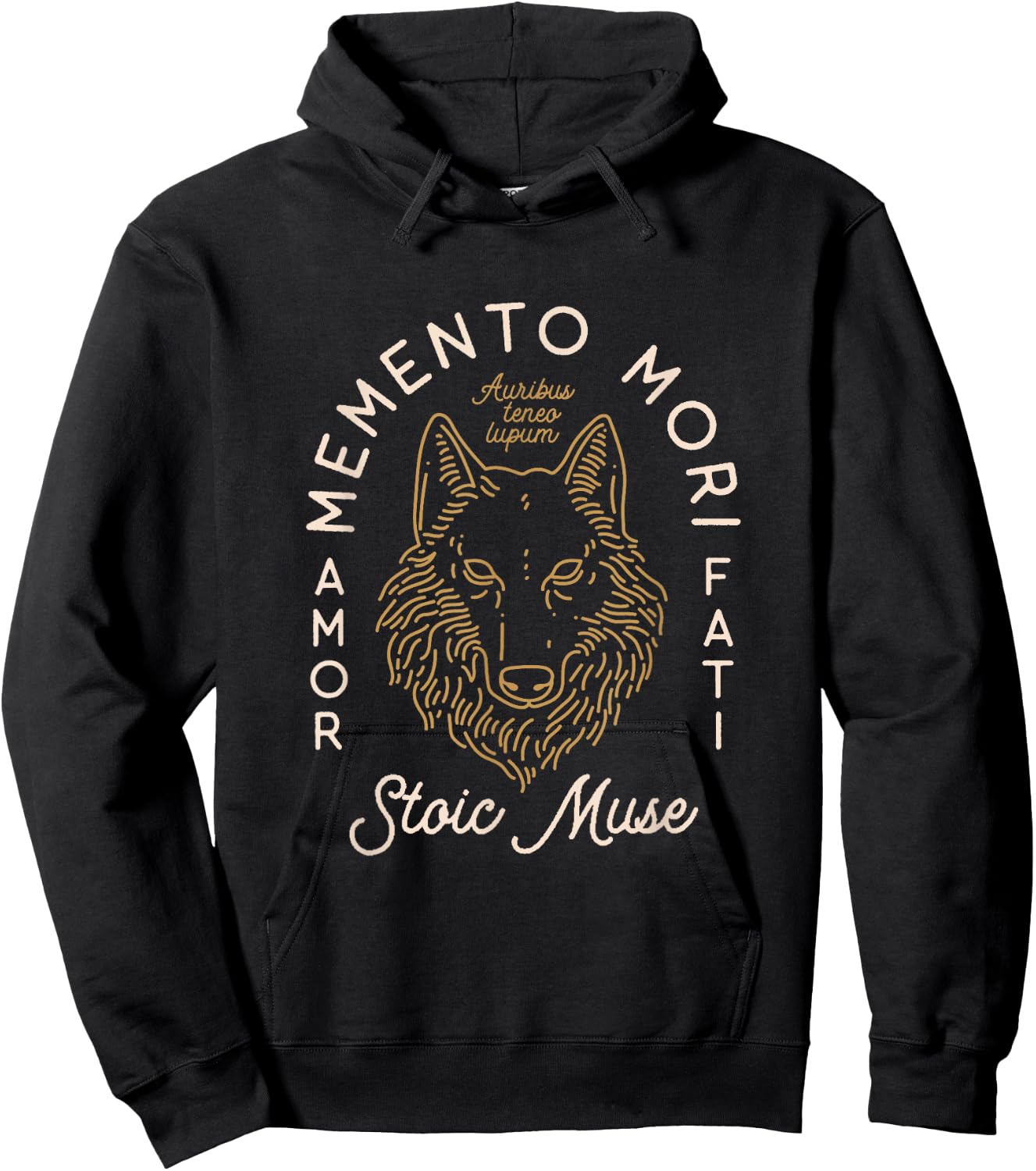 Stoic Quote | Amor Fati | Wolf Graphic Hoodie - Hoodie | Black