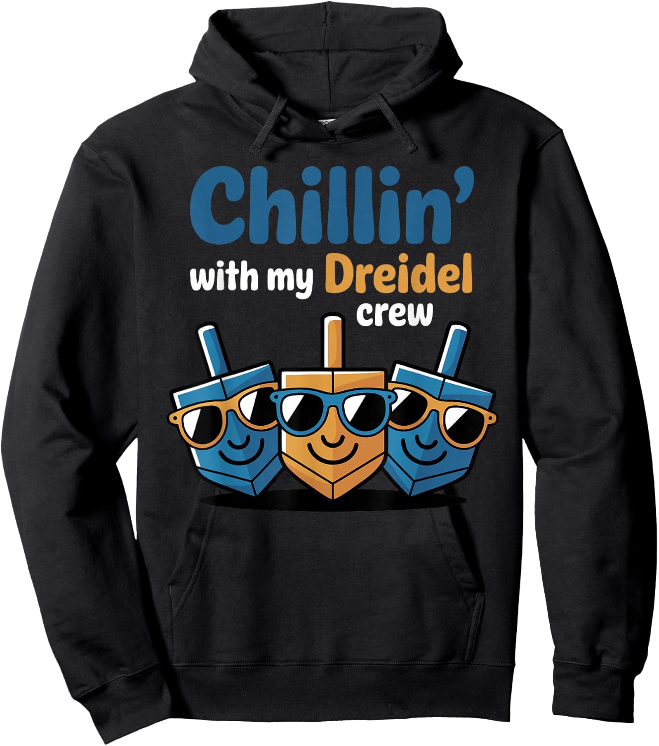 Chillin' with My Dreidel Crew Humour Hanukkah Hoodie - Hoodie | Black
