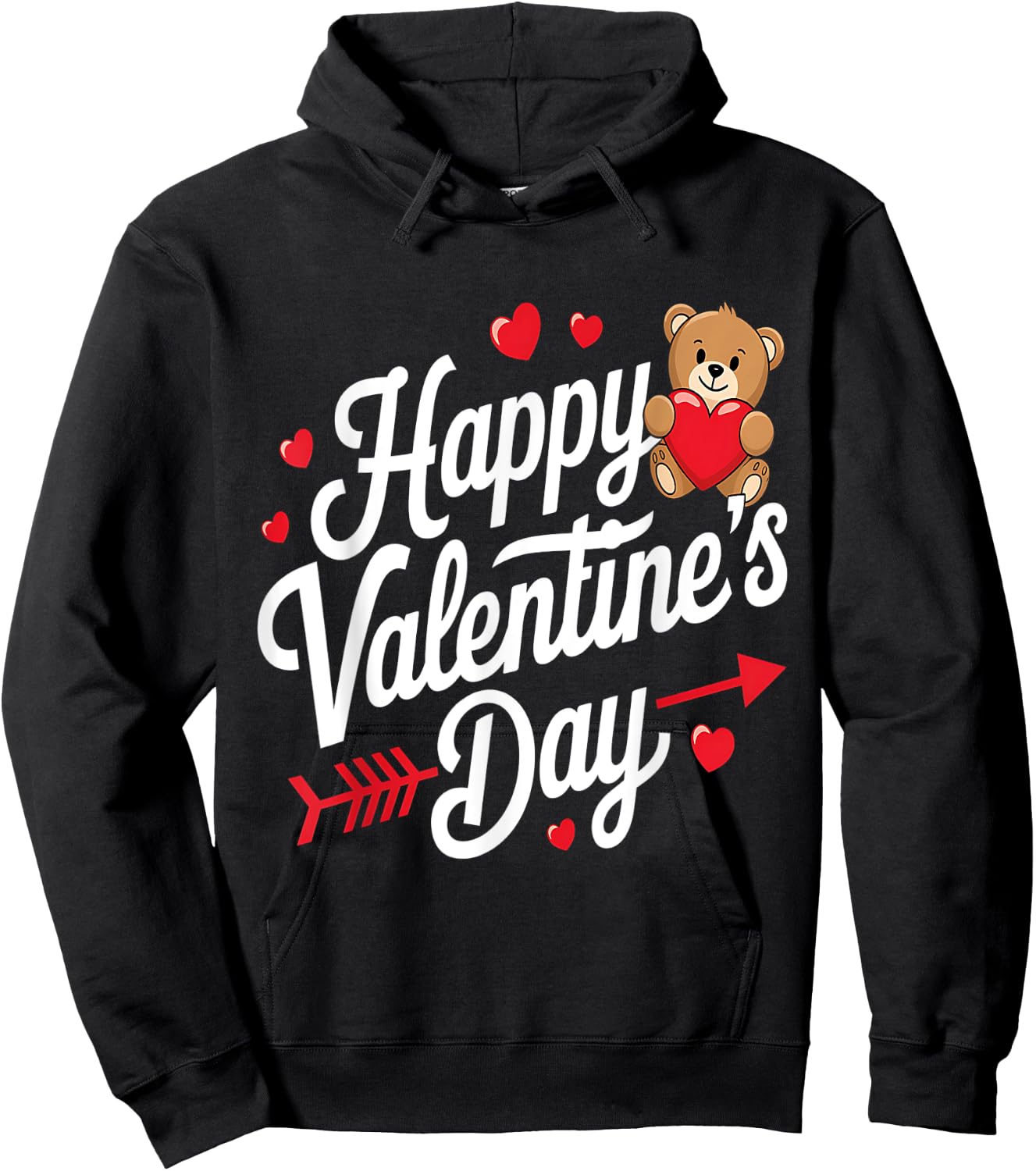 Happy Valentines Day Shirts Women Teddy Bear Cute Valentine Hoodie - Hoodie | Black