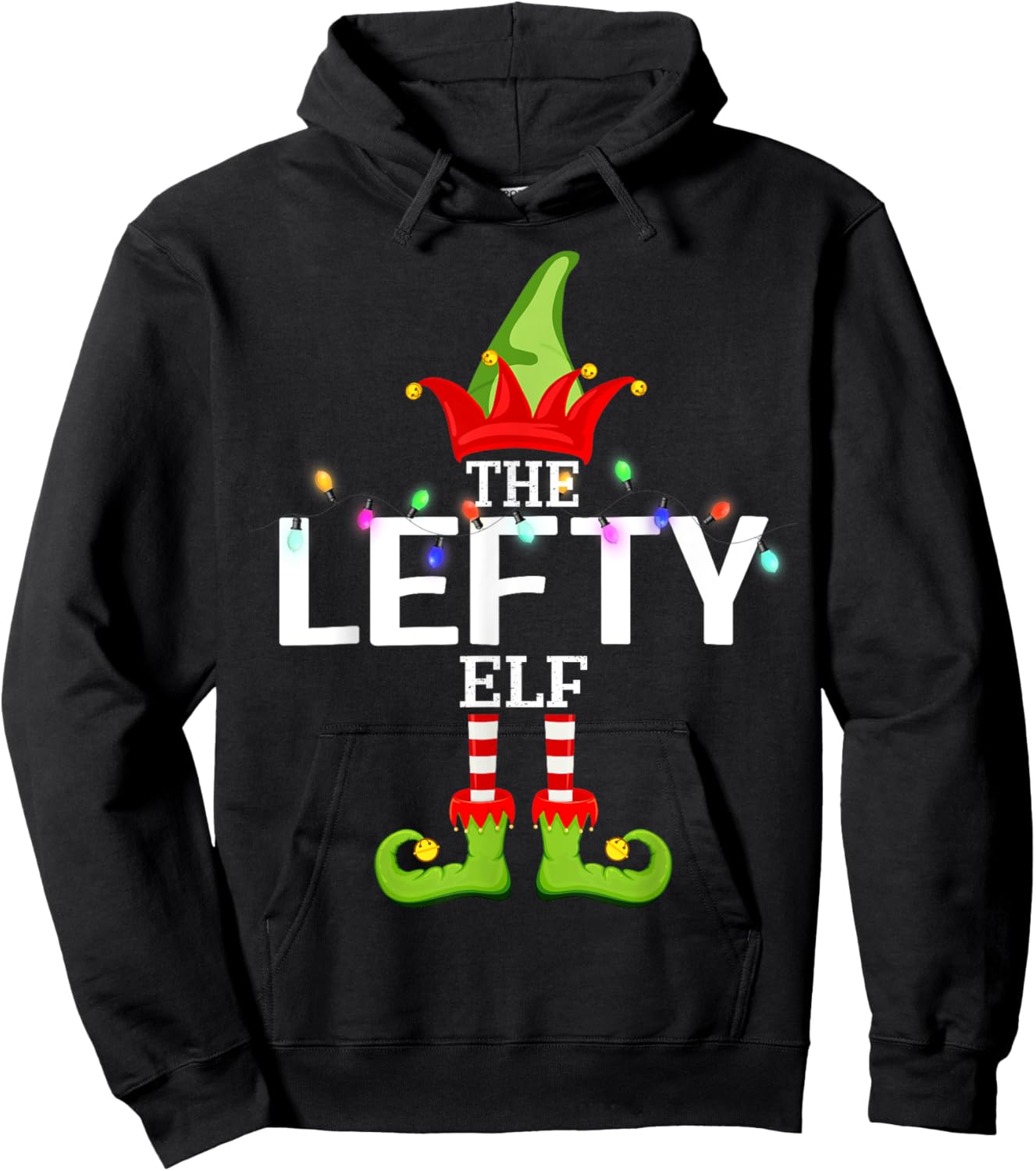 The Lefty Elf Christmas Matching Pajamas Hoodie - Hoodie | Black
