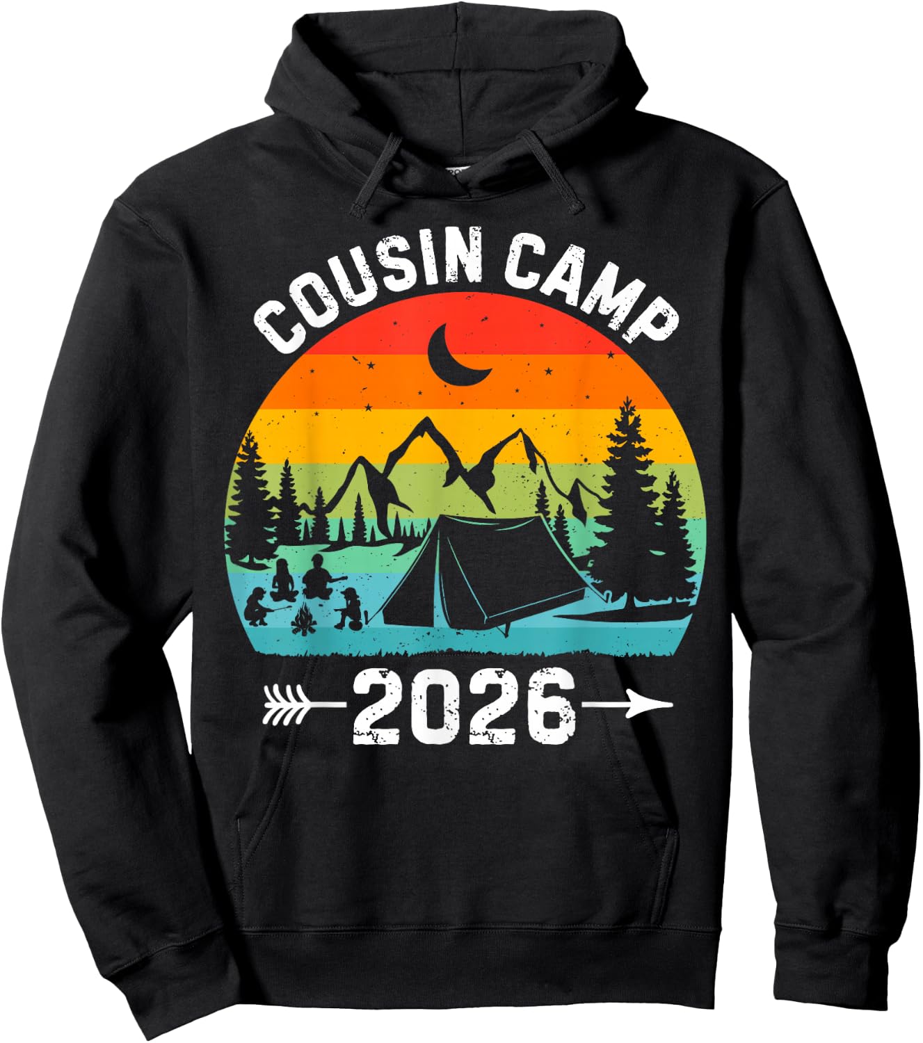 Cousin Camp 2026 Friends Camping Family Vacation Matching Hoodie - Hoodie | Black