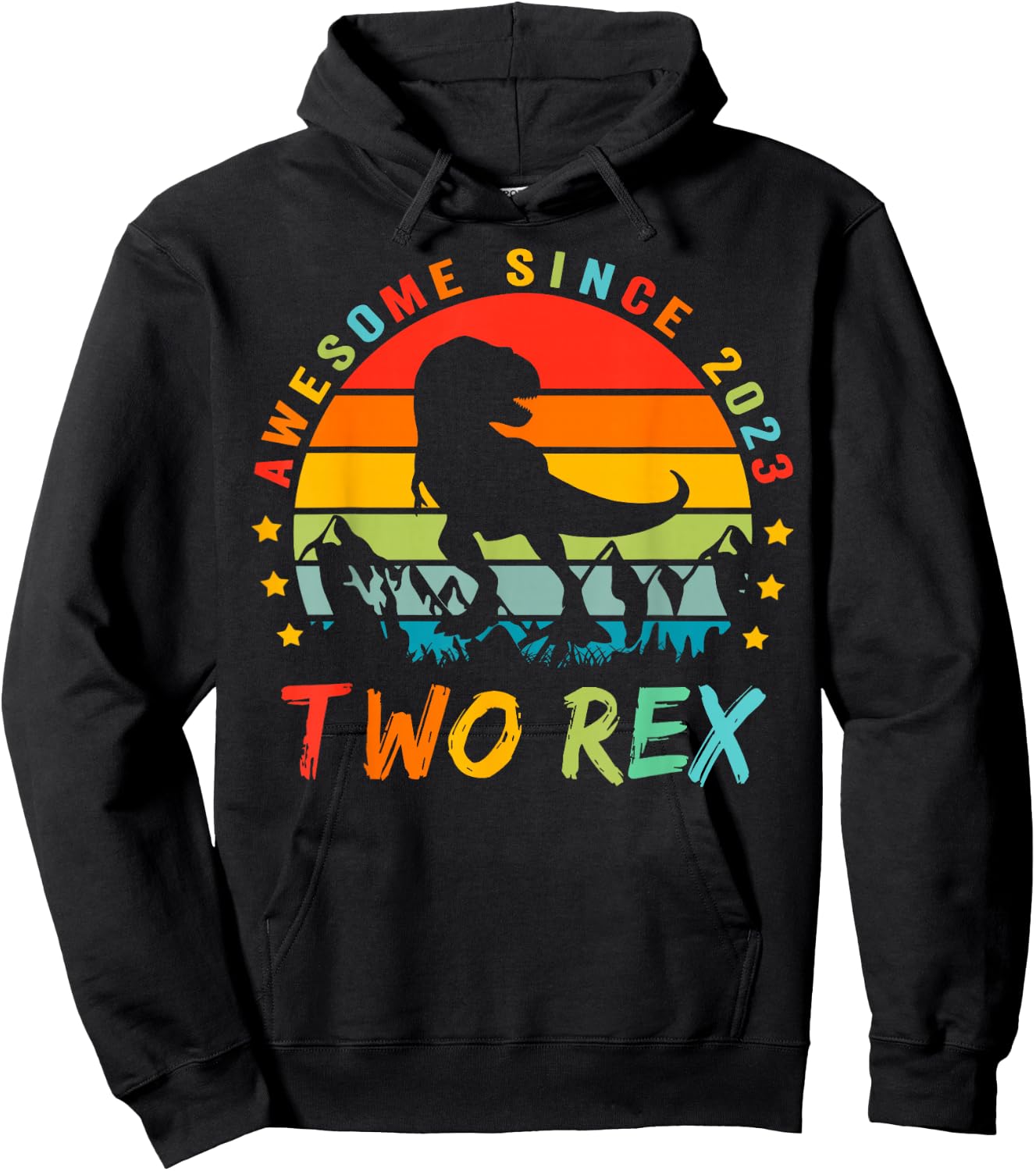 Two Rex 2nd Birthday Gift Second Dinosaur 2 Year Old Hoodie - Hoodie | Black