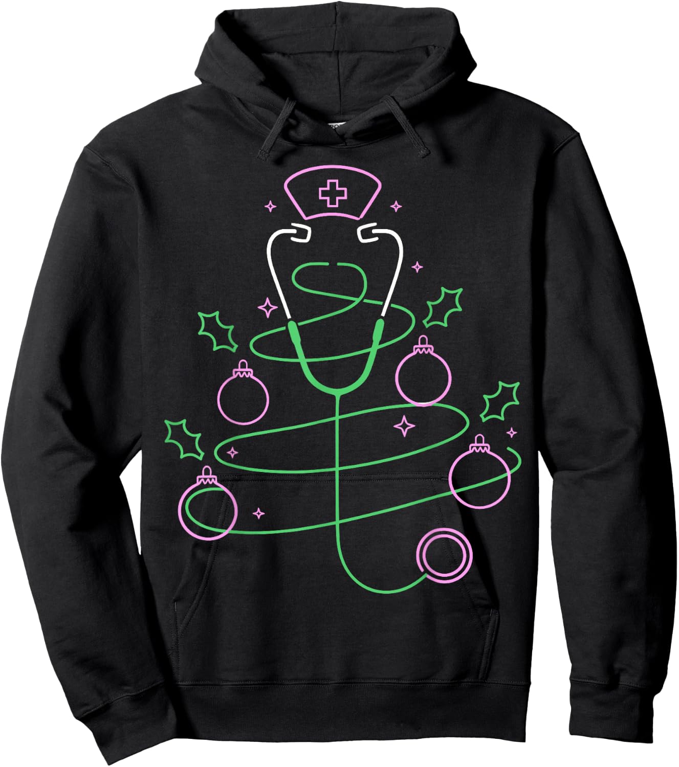 Christmas Tree Stethoscope Nurse Christmas Hoodie - Hoodie | Black