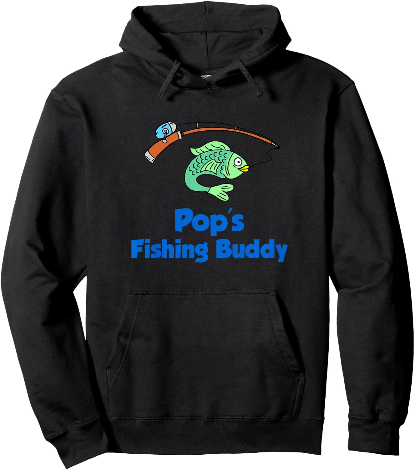 Kids Pop's Fishing Buddy Grandson or Granddaughter Grandpa Hoodie - Hoodie | Black