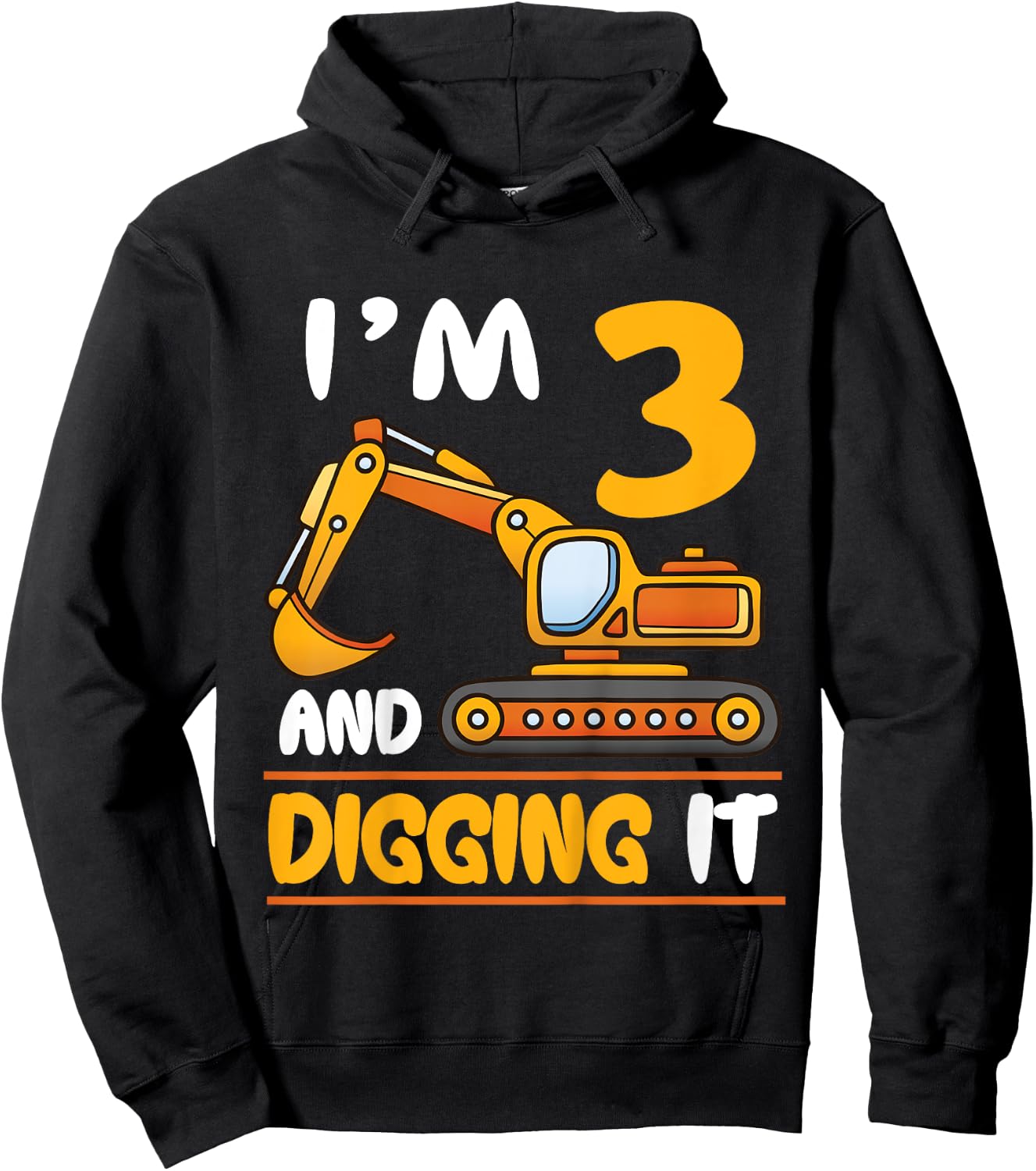 Kids Construction Truck 3rd Birthday Squad 3 Years Old Excavator Hoodie - Hoodie | Black