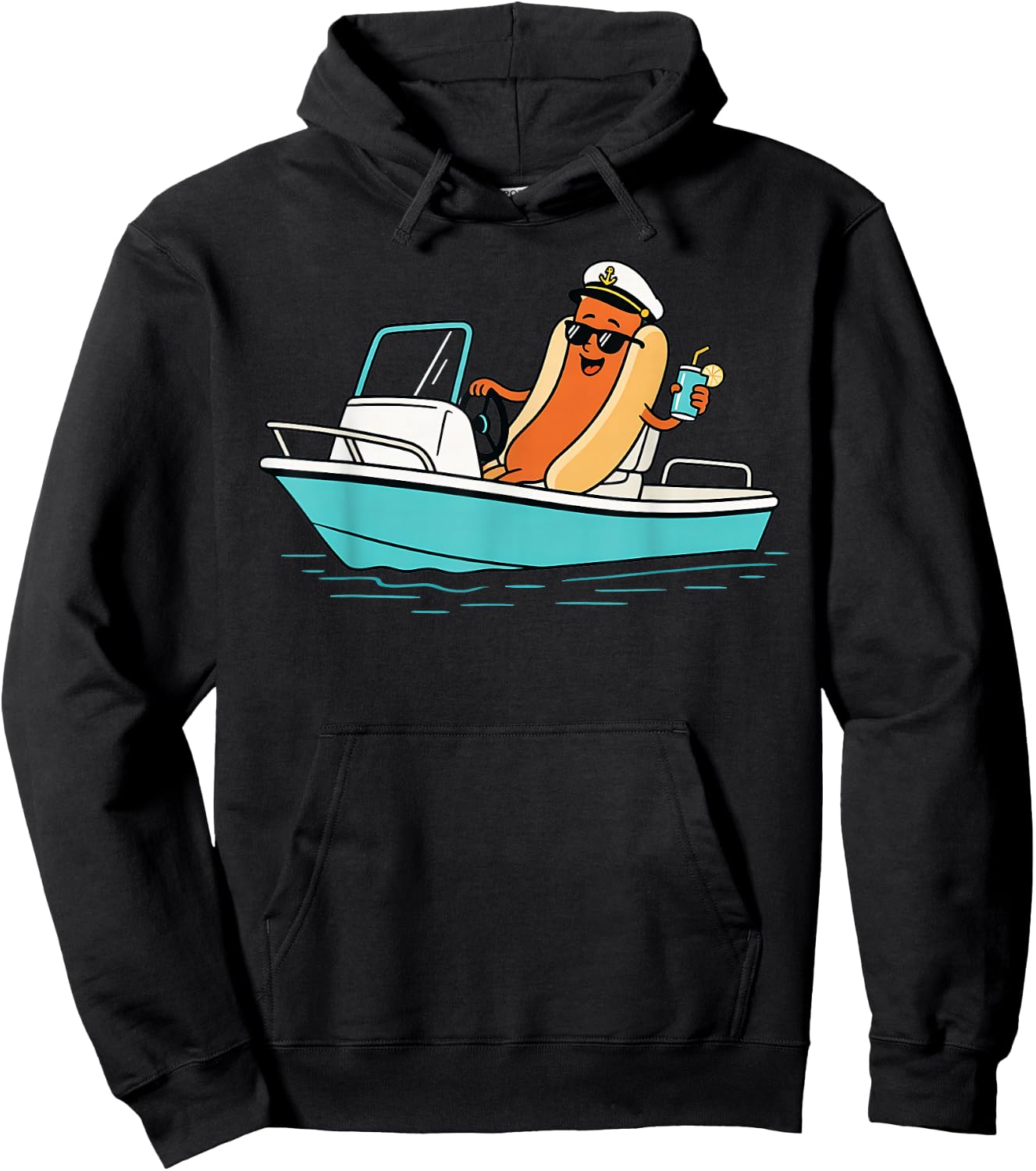 Captain Hotdog Funny Hotdog Boat Captain Lake Life Summer Hoodie - Hoodie | Black