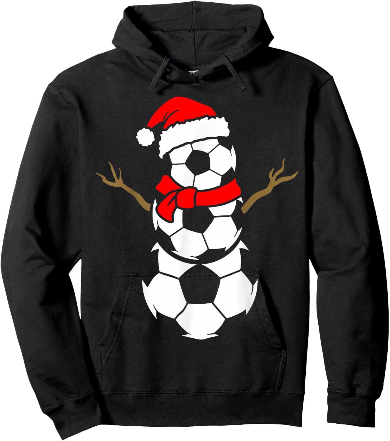Christmas Soccer Santa Claus Snowman Ball Player Pajama Hoodie - Hoodie | Black