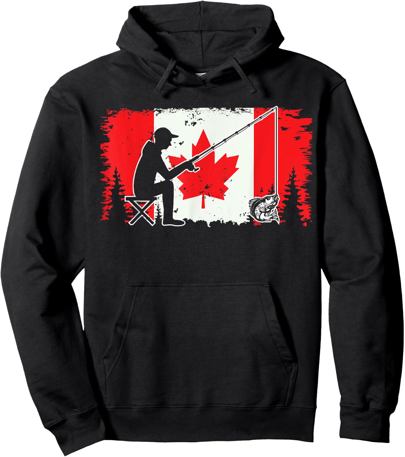 Canada Flag Walleye Fishing Canadian Fisherman Unique Fish Hoodie - Hoodie | Black