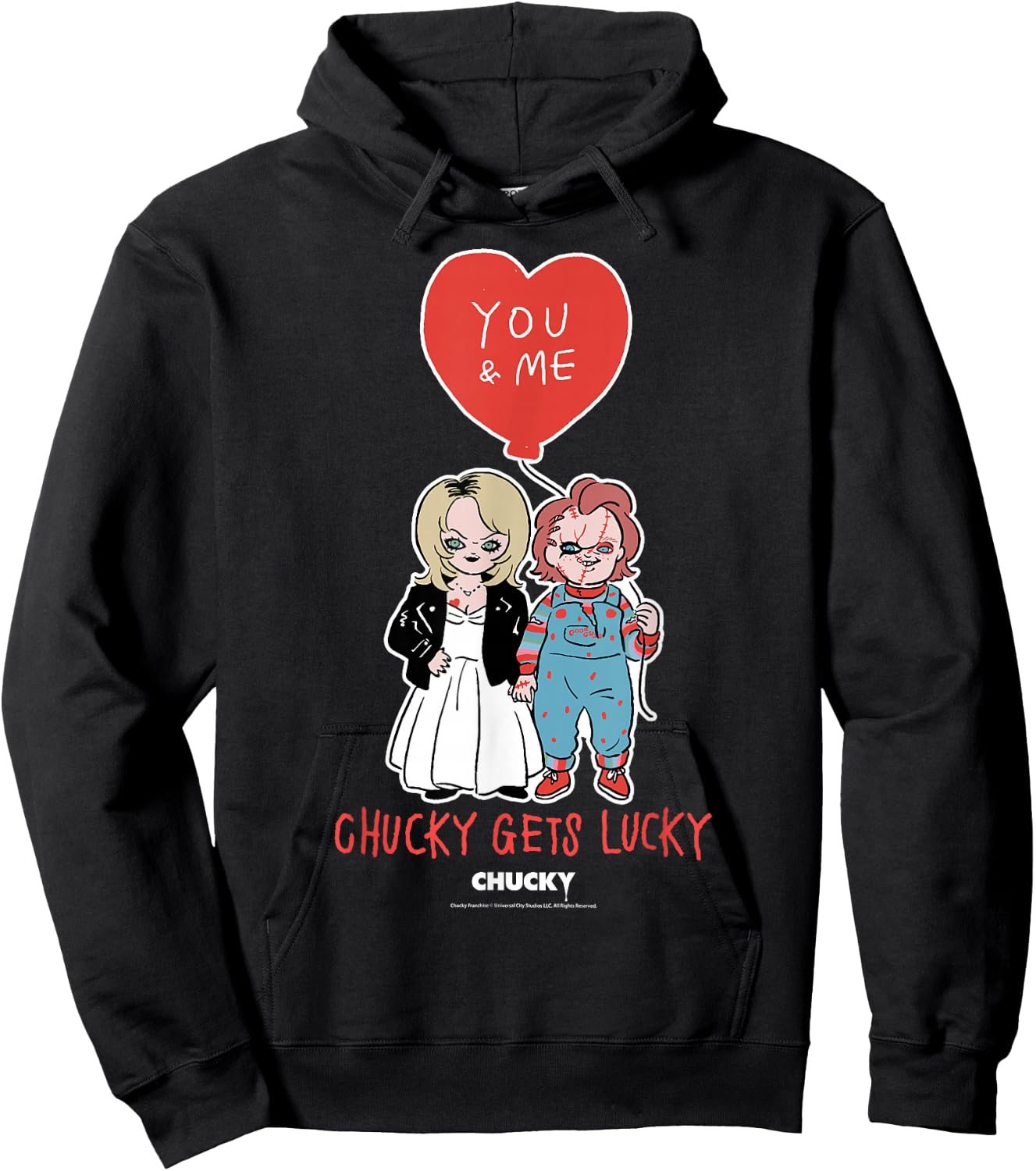 Chucky & Tiffany Chucky Gets Lucky Valentine Hoodie - Hoodie | Black