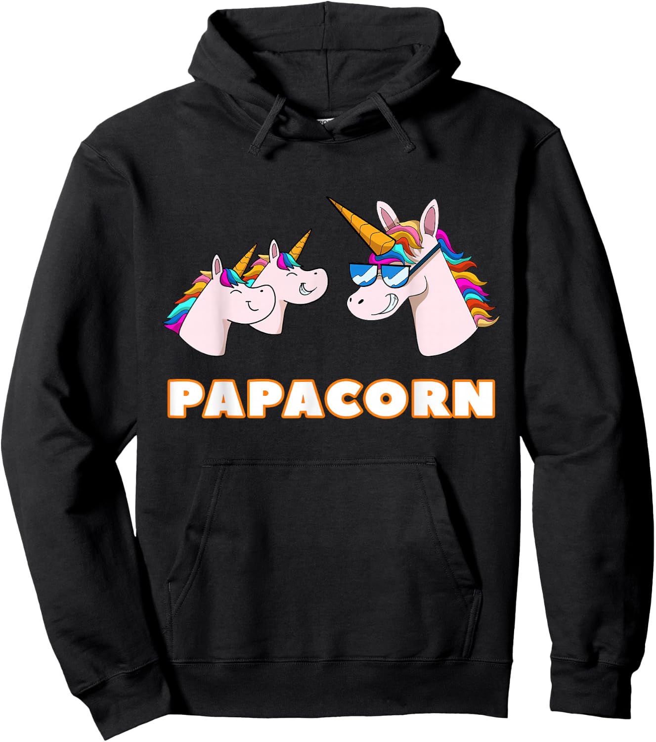 Papacorn Papa 2 Children's Dad Father Unicorn Father's Day , black Hoodie - Hoodie | Black