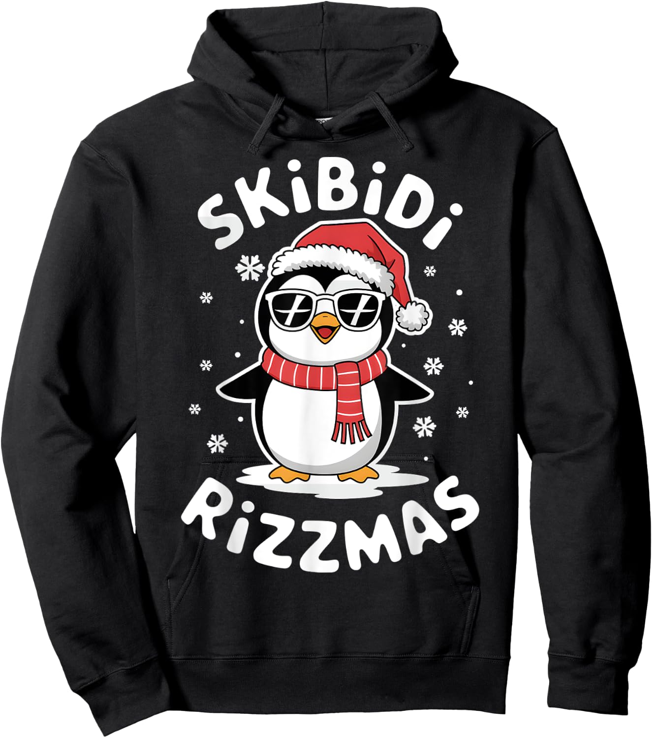 Skibidi Rizzmas Funny Christmas Christmas Season Penguin Hoodie - Hoodie | Black