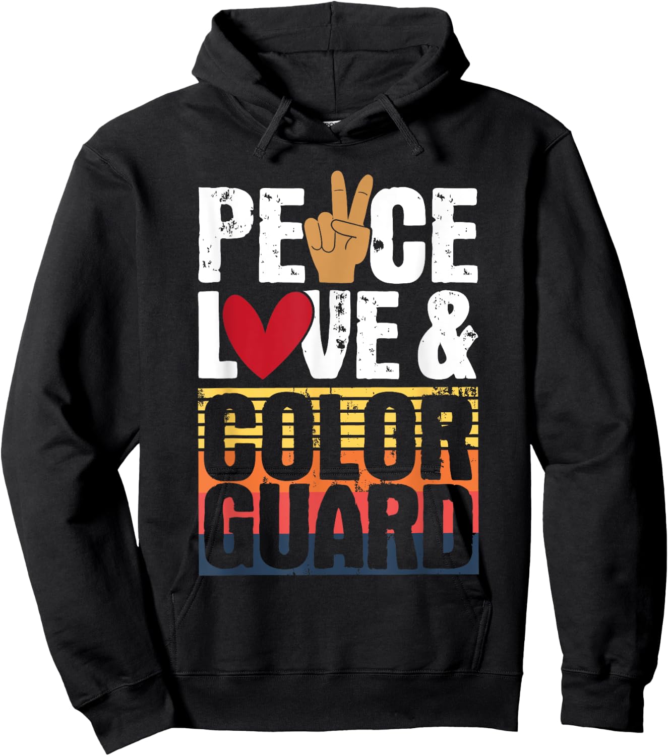 Peace Love & Color Guard - Marching Band Lover Flag Tossing Hoodie - Hoodie | Black
