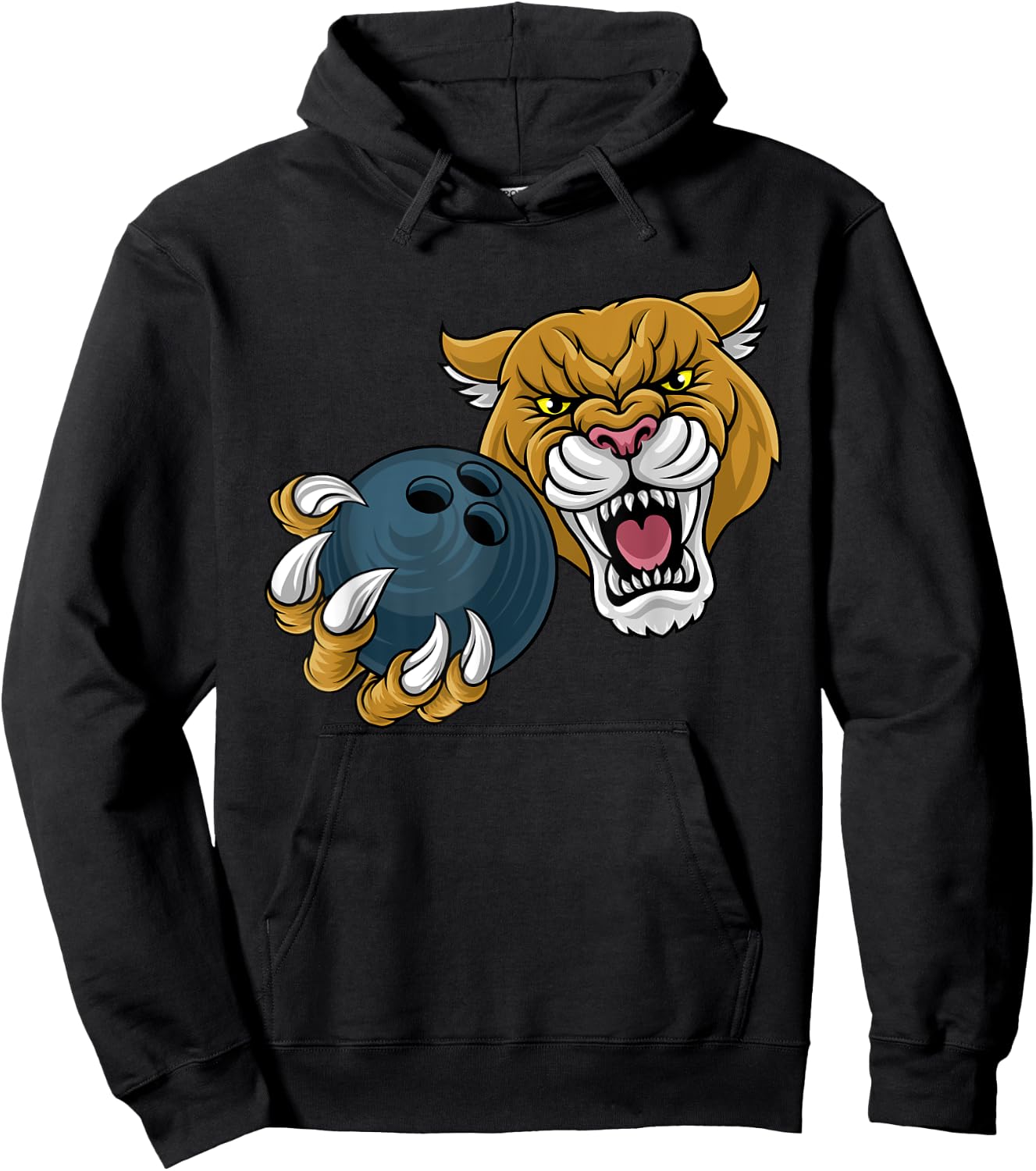 Cougar Panther Mountain Lion Puma Bowling Cartoon Hoodie - Hoodie | Black