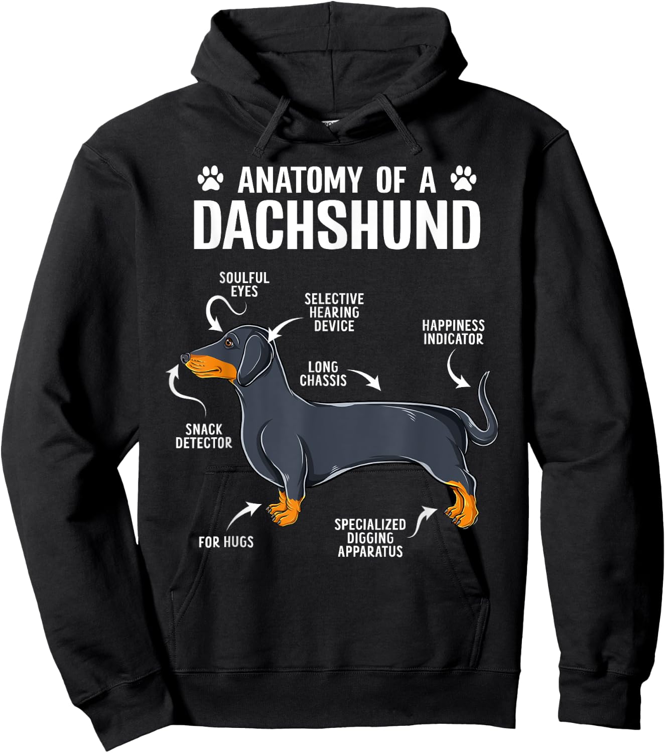 Anatomy Of A Dachshund Funny Doxie Dog Puppy Women Girls Kids Hoodie - Hoodie | Black