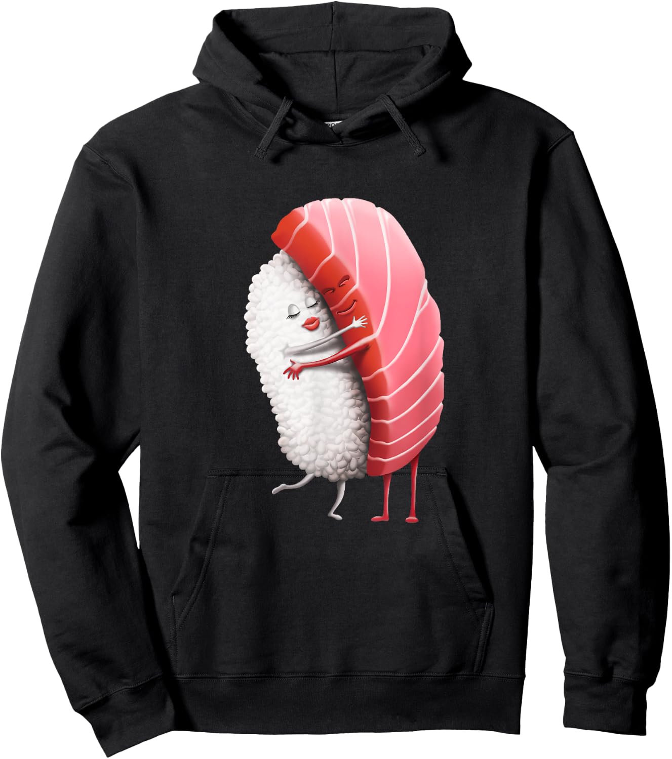 Tuna Sushi Hug Funny Maguro Hugging Japanese Gift Hoodie - Hoodie | Black