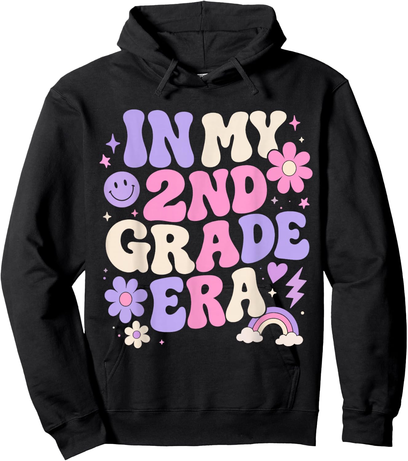 in My Second Grade Era Retro 2nd Grade Back to School Hoodie - Hoodie | Black