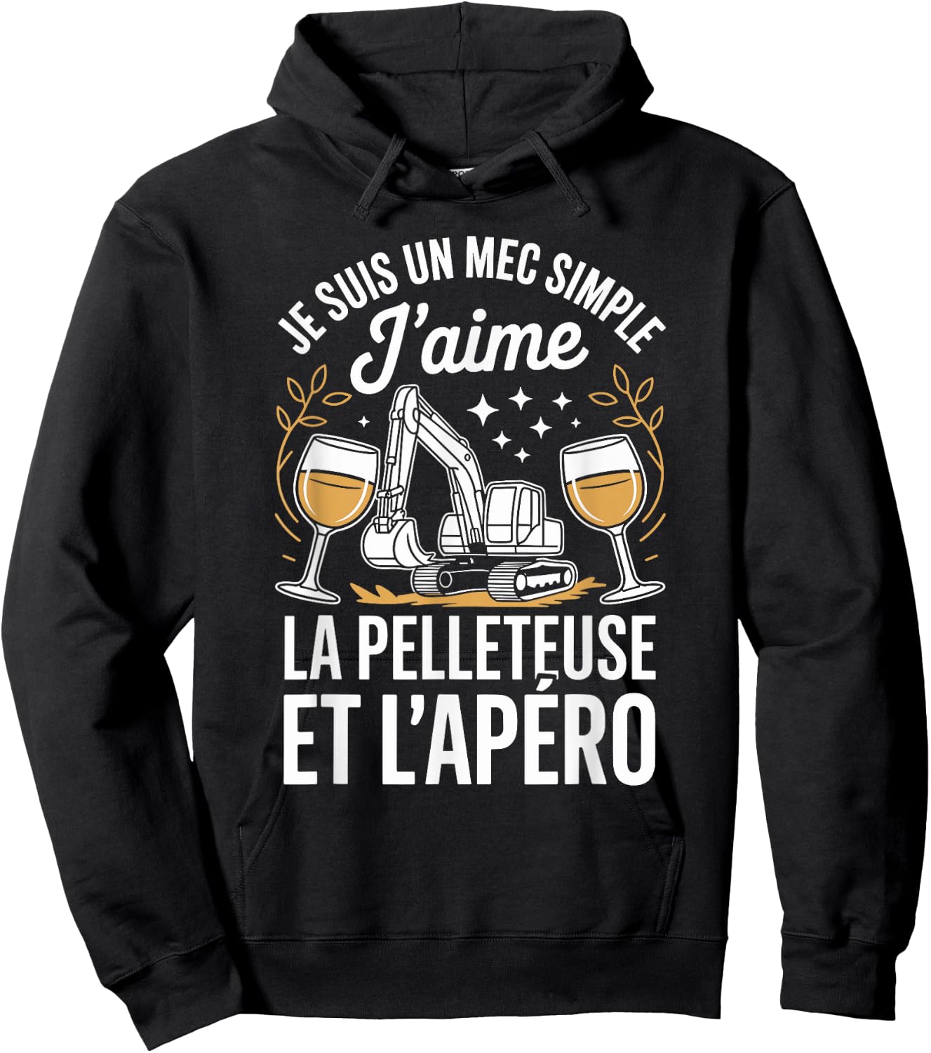 J'aime La Pelleteuse Et L'apéro Hoodie - Hoodie | Black