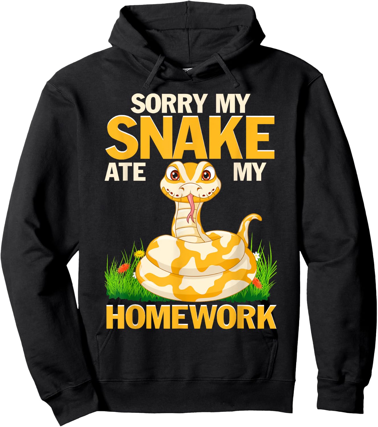 Funny Snakes Sorry My Snake Ate My Homework Python Reptile Hoodie - Hoodie | Black