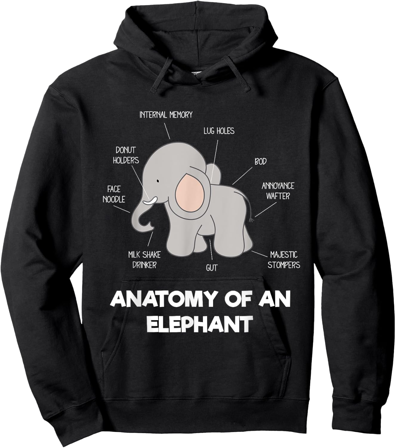 Anatomy Of An Elephant - Funny Body Parts Hoodie - Hoodie | Black