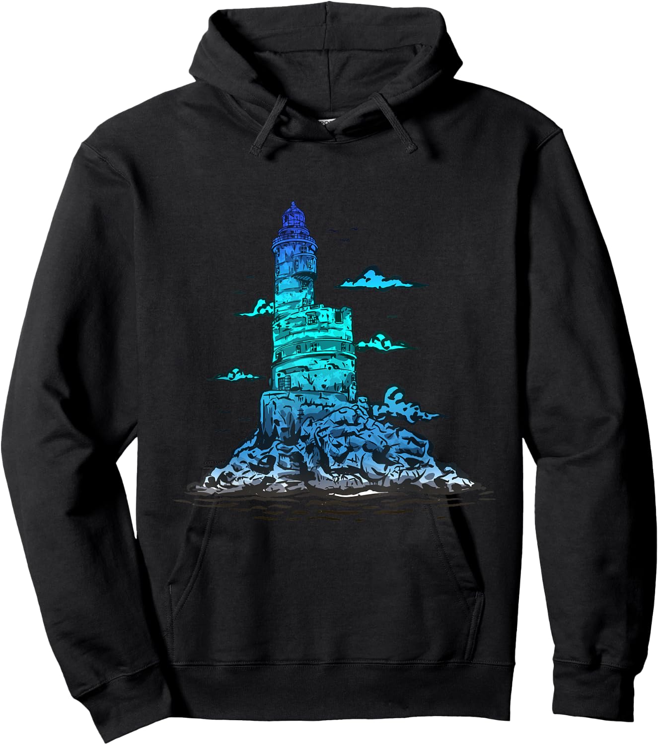 Lighthouse Old Seaside House Clouds Sailing Life Sea Hoodie - Hoodie | Black
