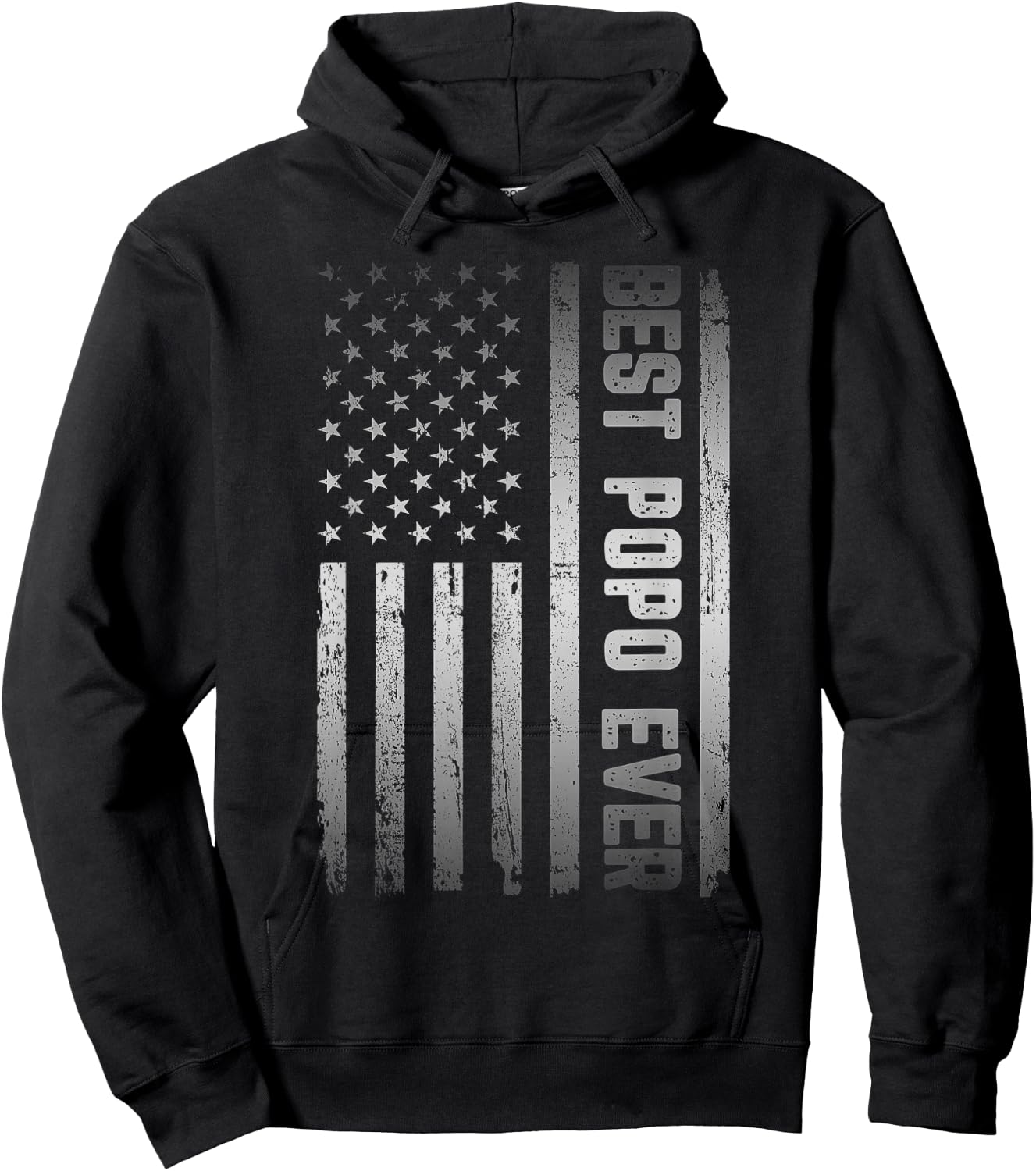 Best POPO Ever American US Flag Father's Day Hoodie - Hoodie | Black