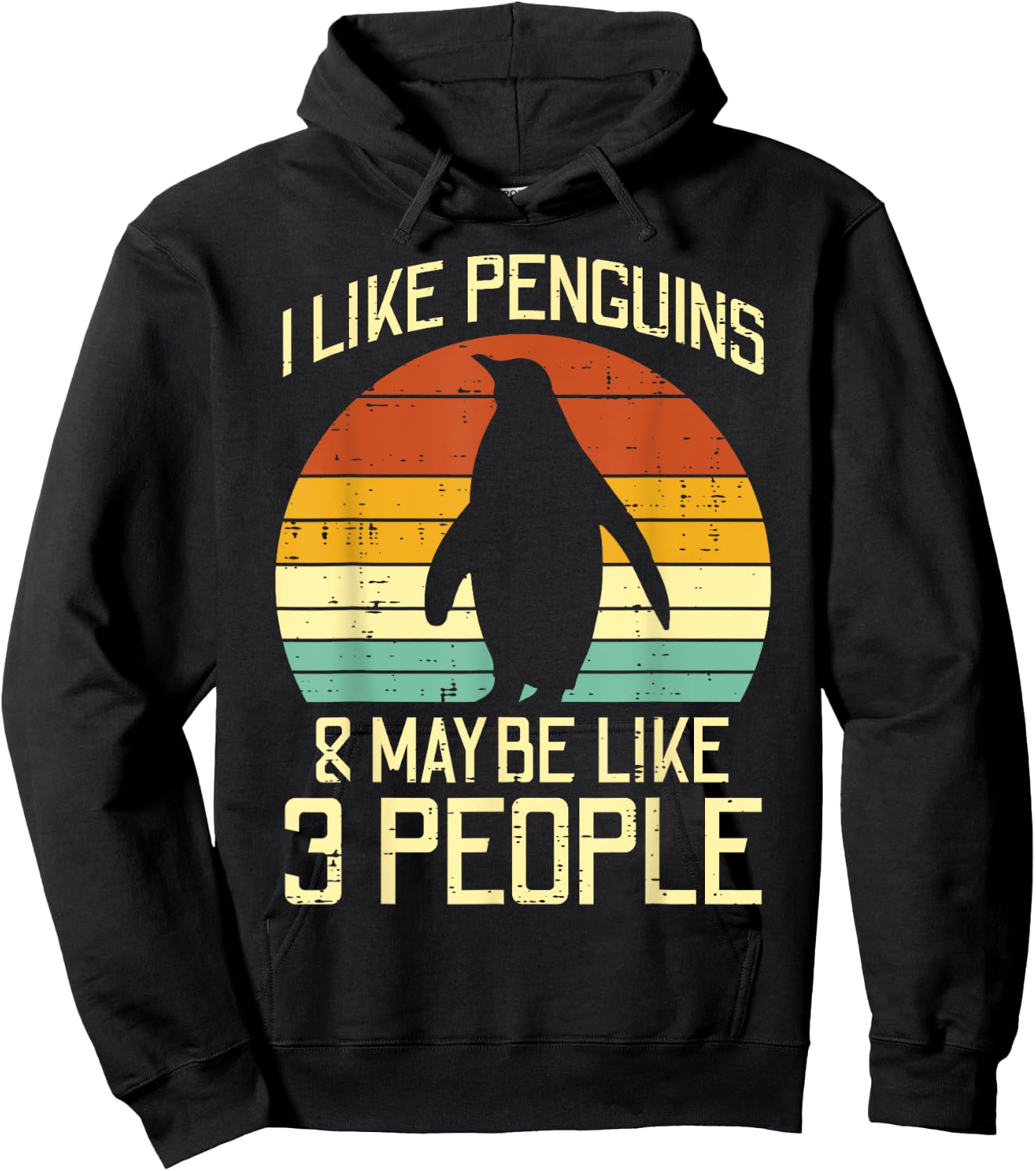 I Like Penguins Maybe 3 People Retro Humor Men Women Kids Hoodie - Hoodie | Black