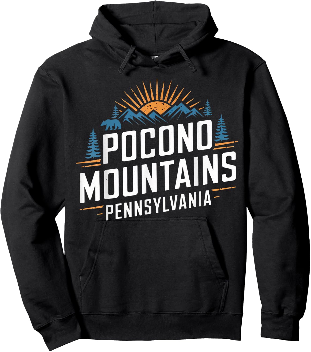 Pocono Mountains Pennsylvania Souvenirs Vintage Camping Hoodie - Hoodie | Black